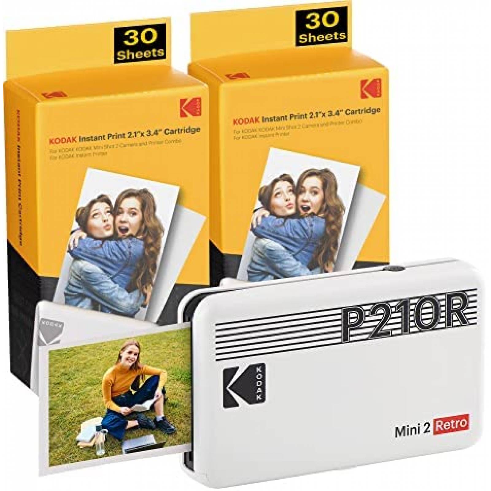 Impresora de Fotos KODAK Mini 2 Retro Incluye 60 Hojas -Bco