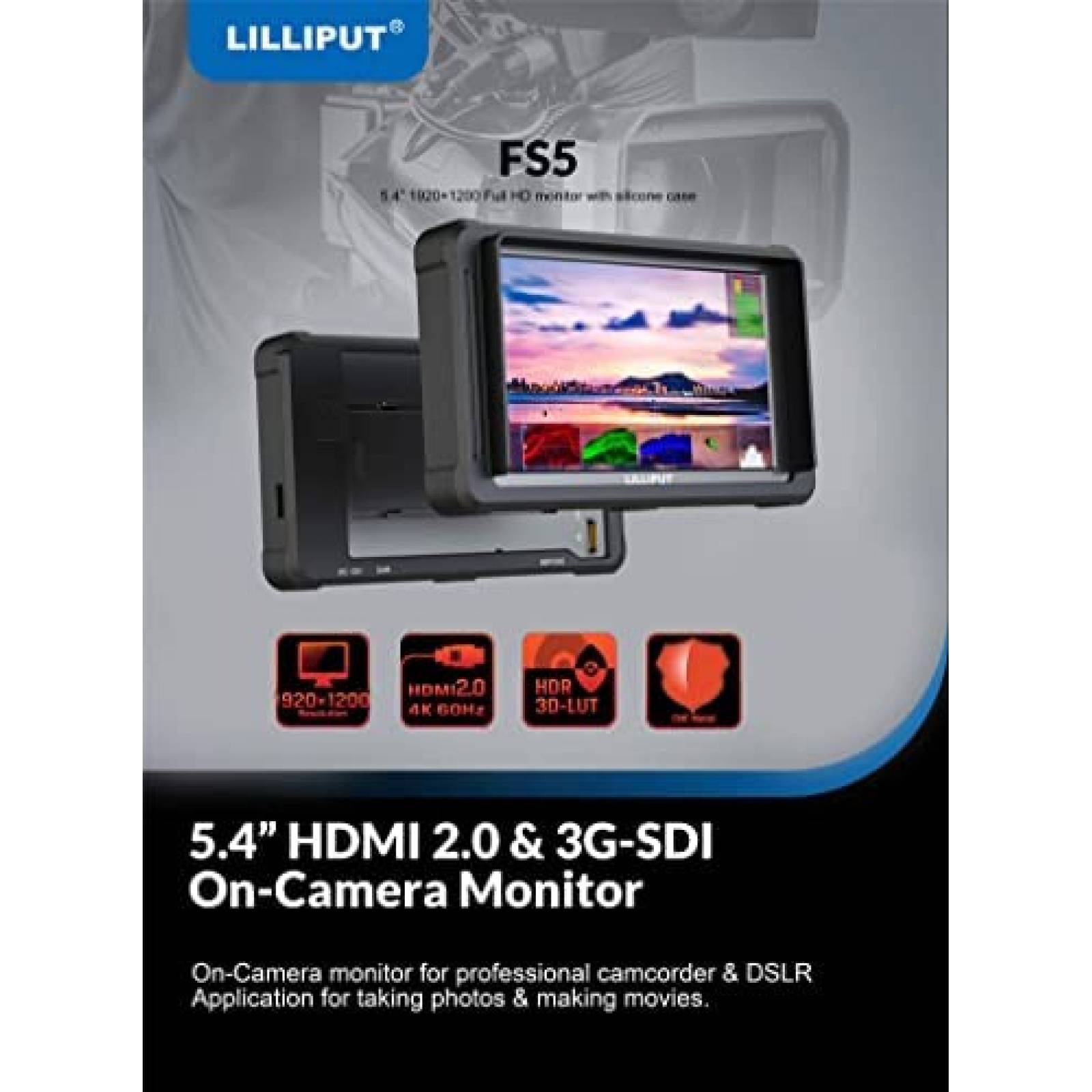 Monitor para Camara Lilliput FS5 4K HDMI DSLR Profesional