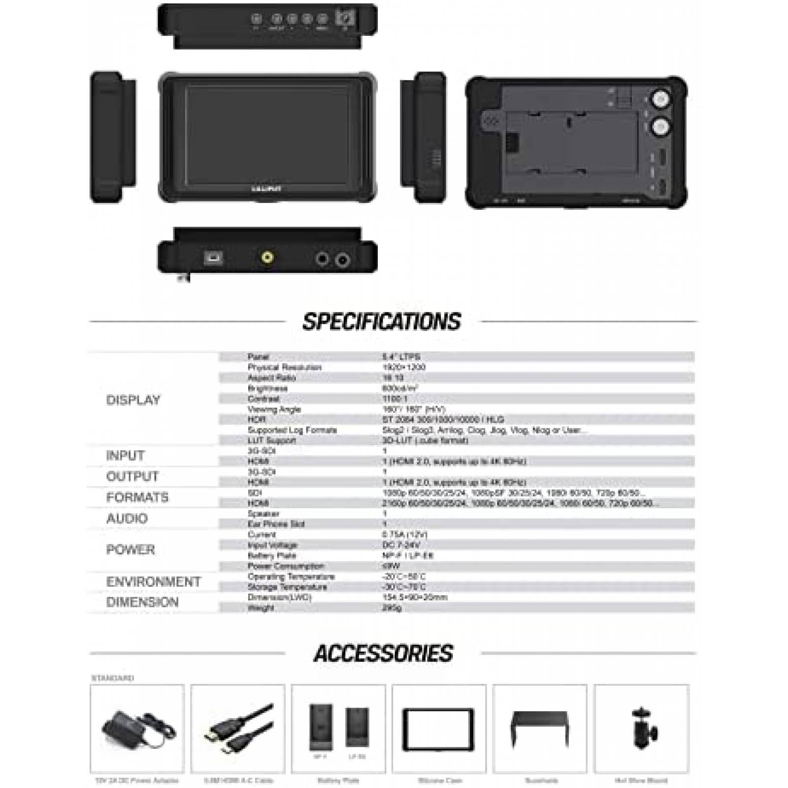 Monitor para Camara Lilliput FS5 4K HDMI DSLR Profesional