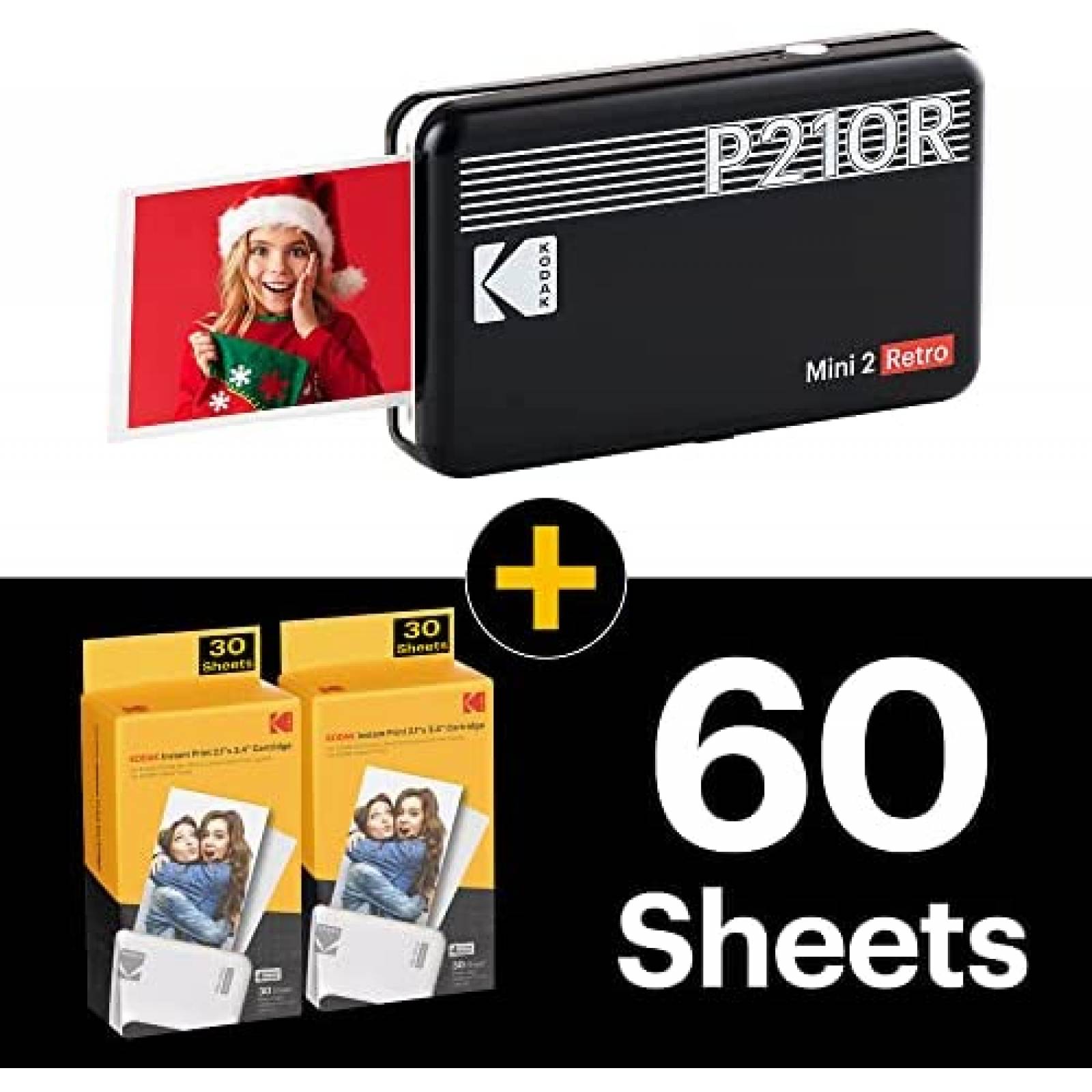 Impresora de Fotos KODAK Mini 2 Retro Incluye 60 Hojas -Ngo