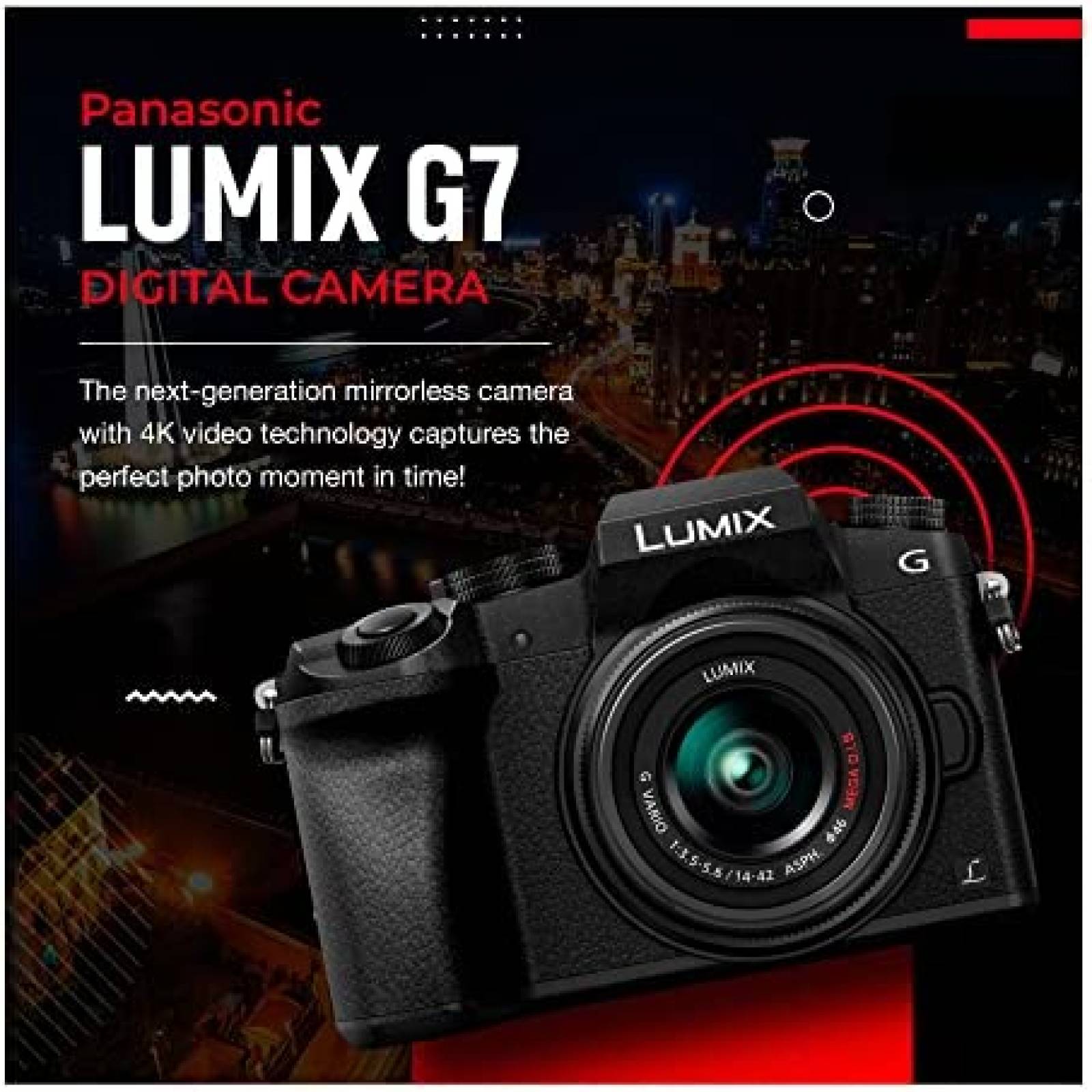 Camara Digital Panasonic LUMIX G7 Con Accesorios -Negro