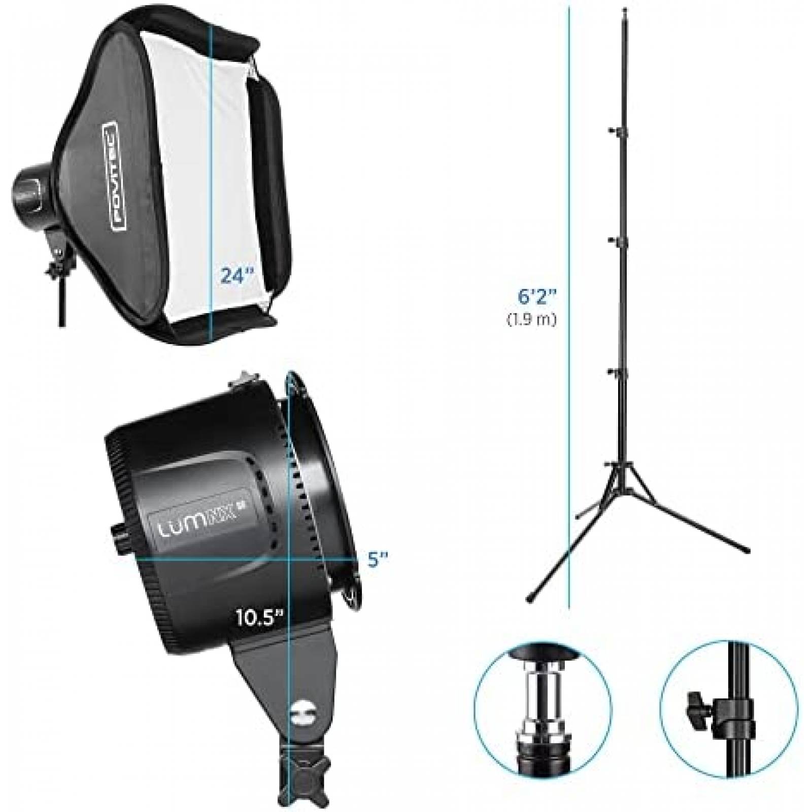 Caja De Luz FOVITEC Con Luz Y Bolsa De Transporte -Negro