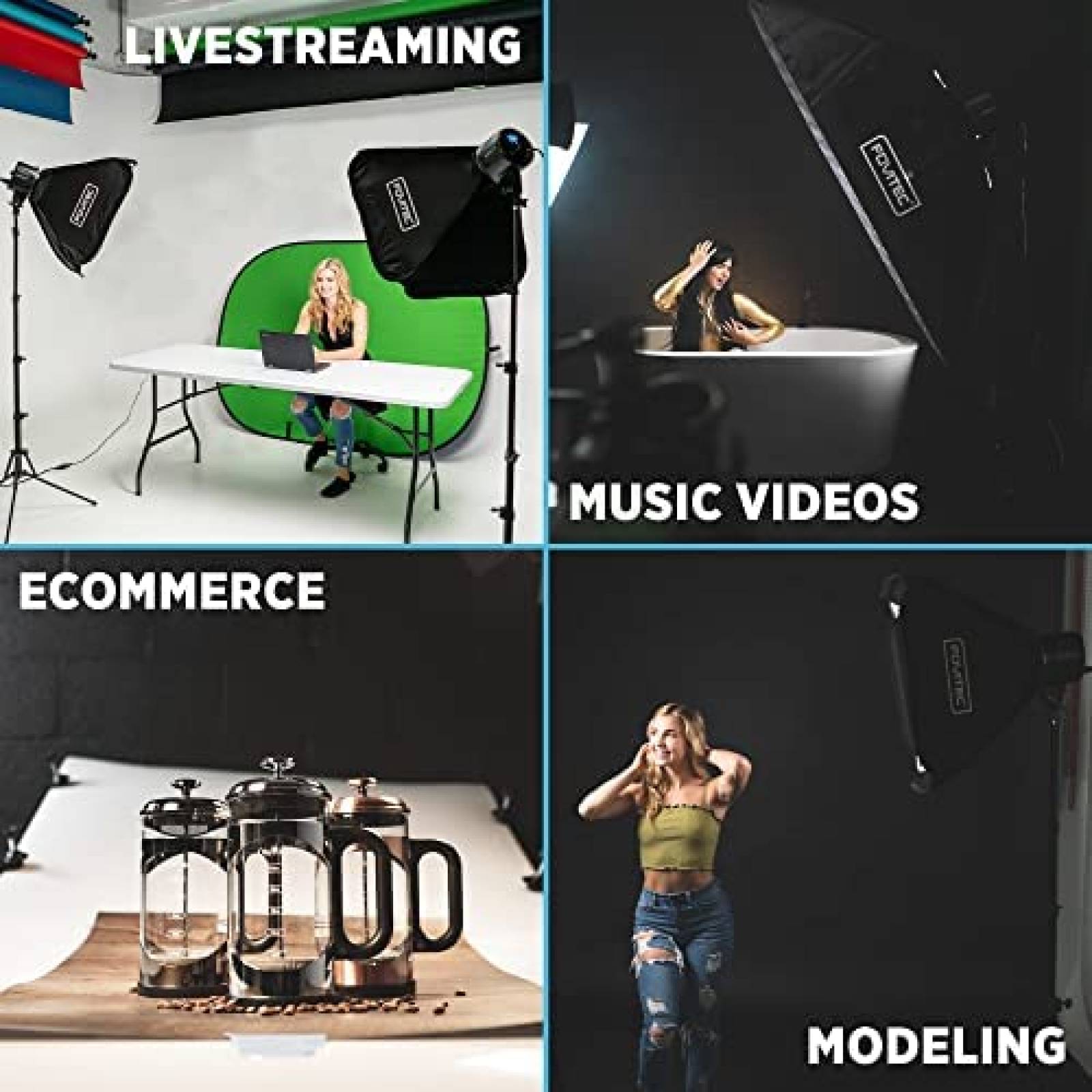 Caja De Luz FOVITEC Con Luz Y Bolsa De Transporte -Negro