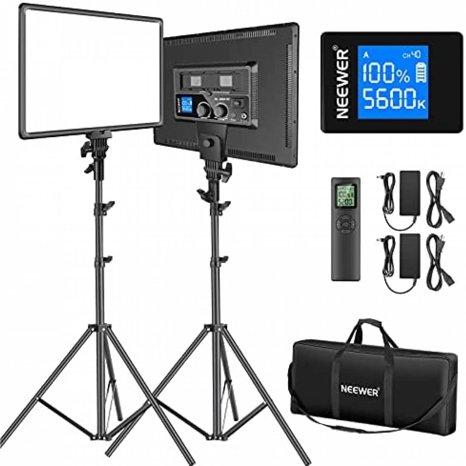 Kit De Iluminacion Fotografica NEewer LED 2 Pack -Negro