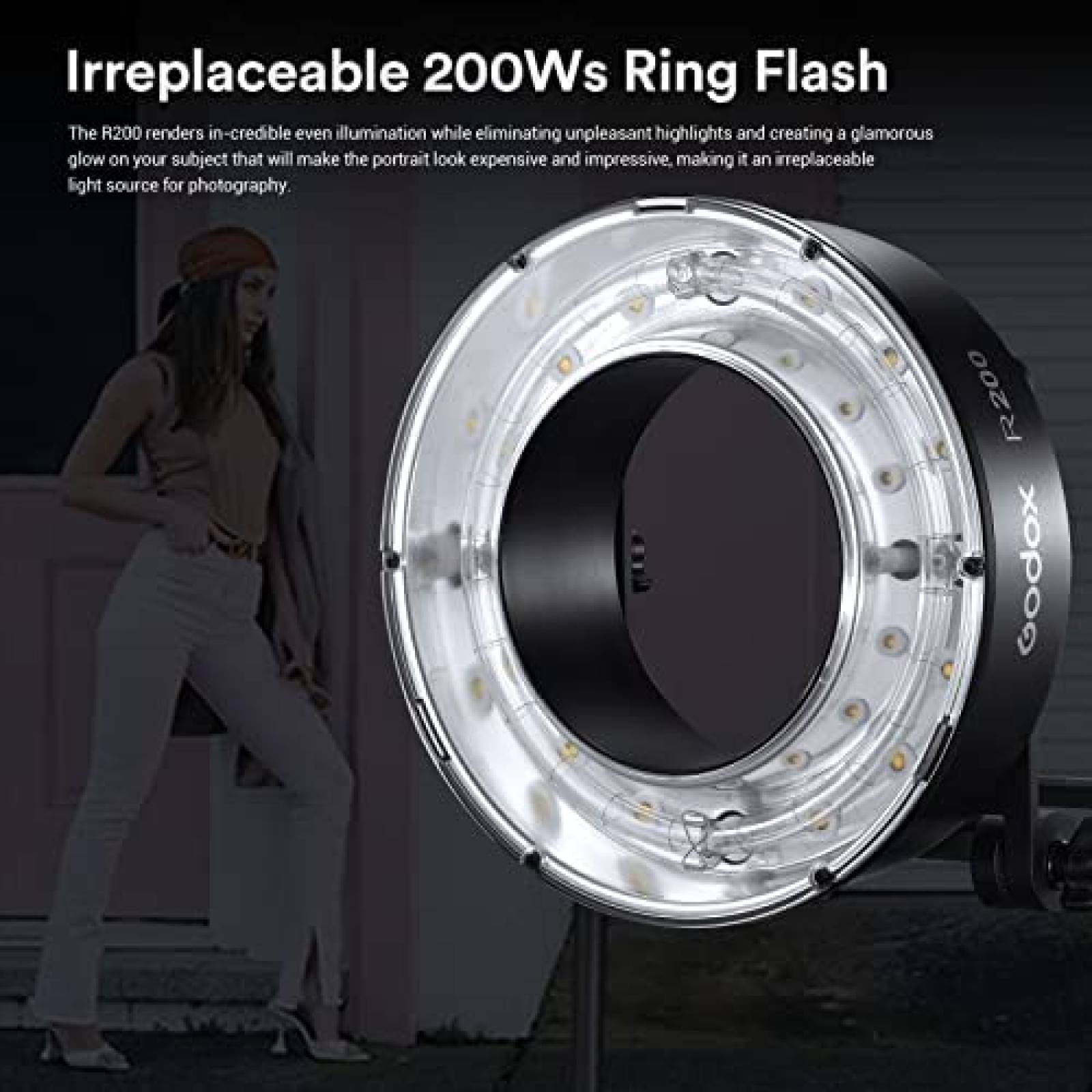 Aro de Luz para Camara Godox R200 USB con Estuche -Negro