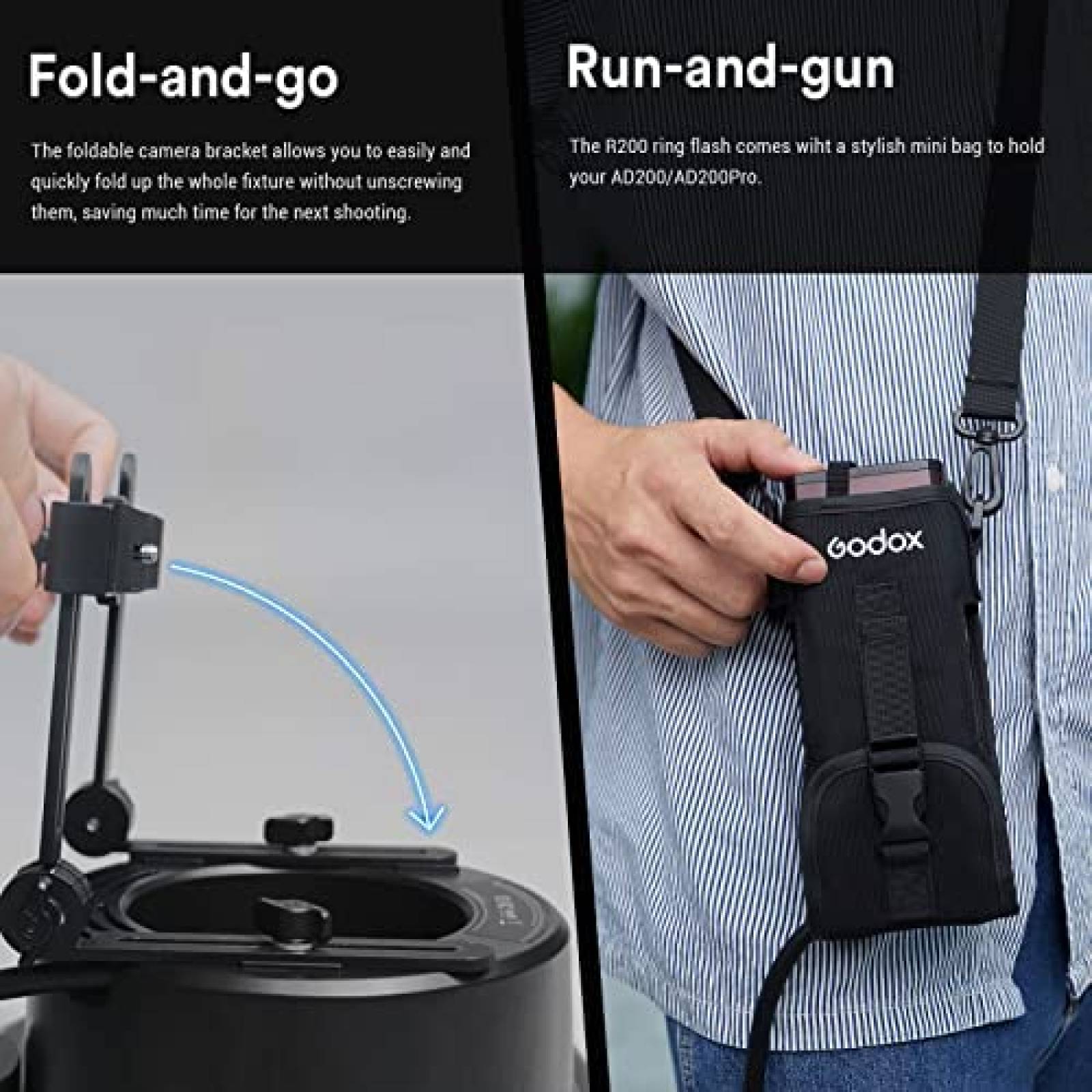 Aro de Luz para Camara Godox R200 USB con Estuche -Negro