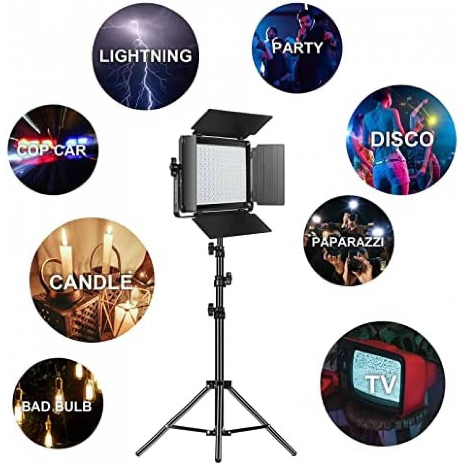 Kit De Iluminacion Fotografica GVM LED Con Caja De Luz Negro