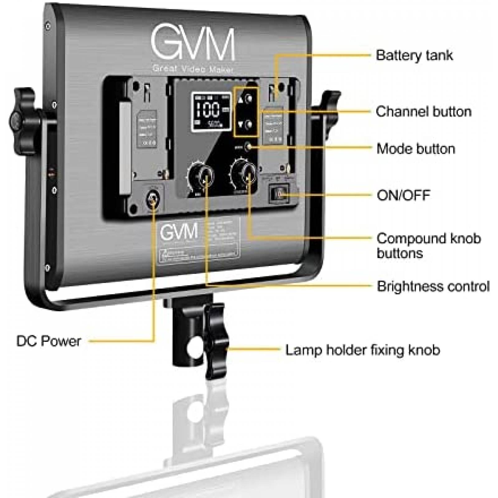 Kit De Iluminacion Fotografica GVM LED Con Caja De Luz Negro