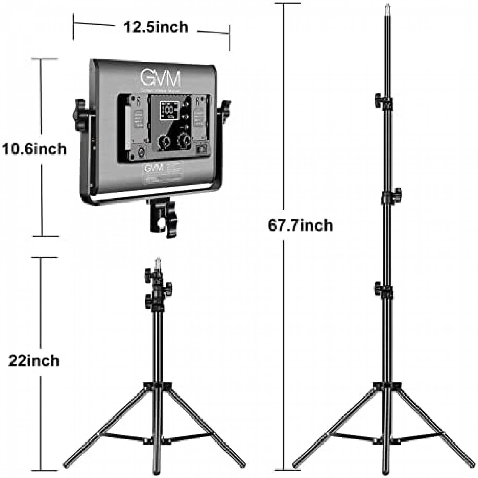 Kit De Iluminacion Fotografica GVM LED Con Caja De Luz Negro