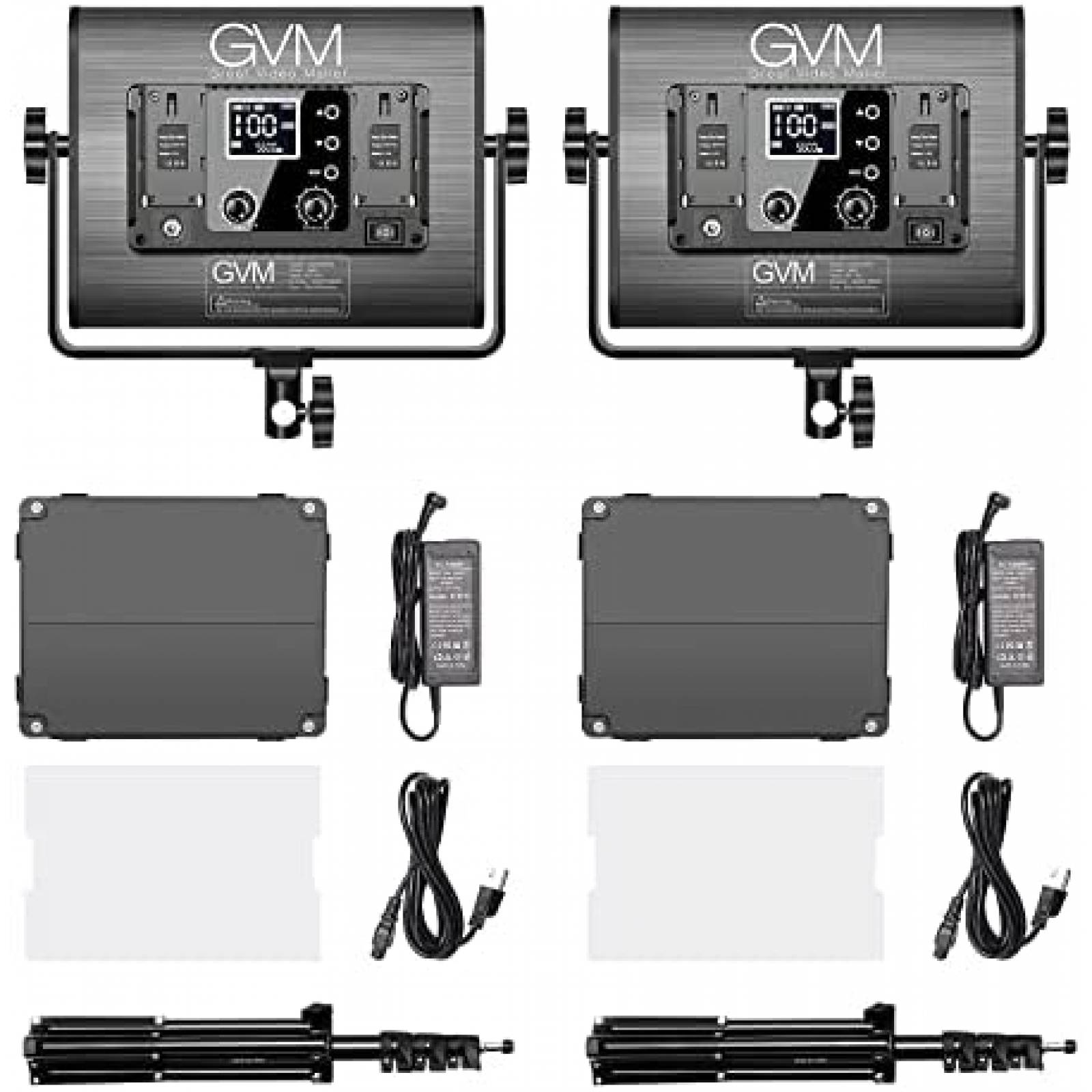 Kit De Iluminacion Fotografica GVM LED Con Caja De Luz Negro