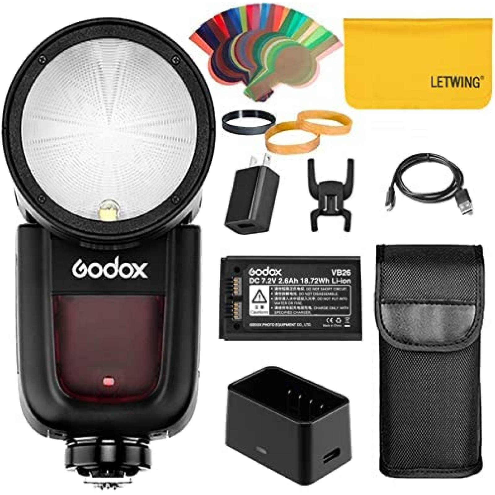 Kit Flash Godox V1-C + accesorios para Canon -Negro