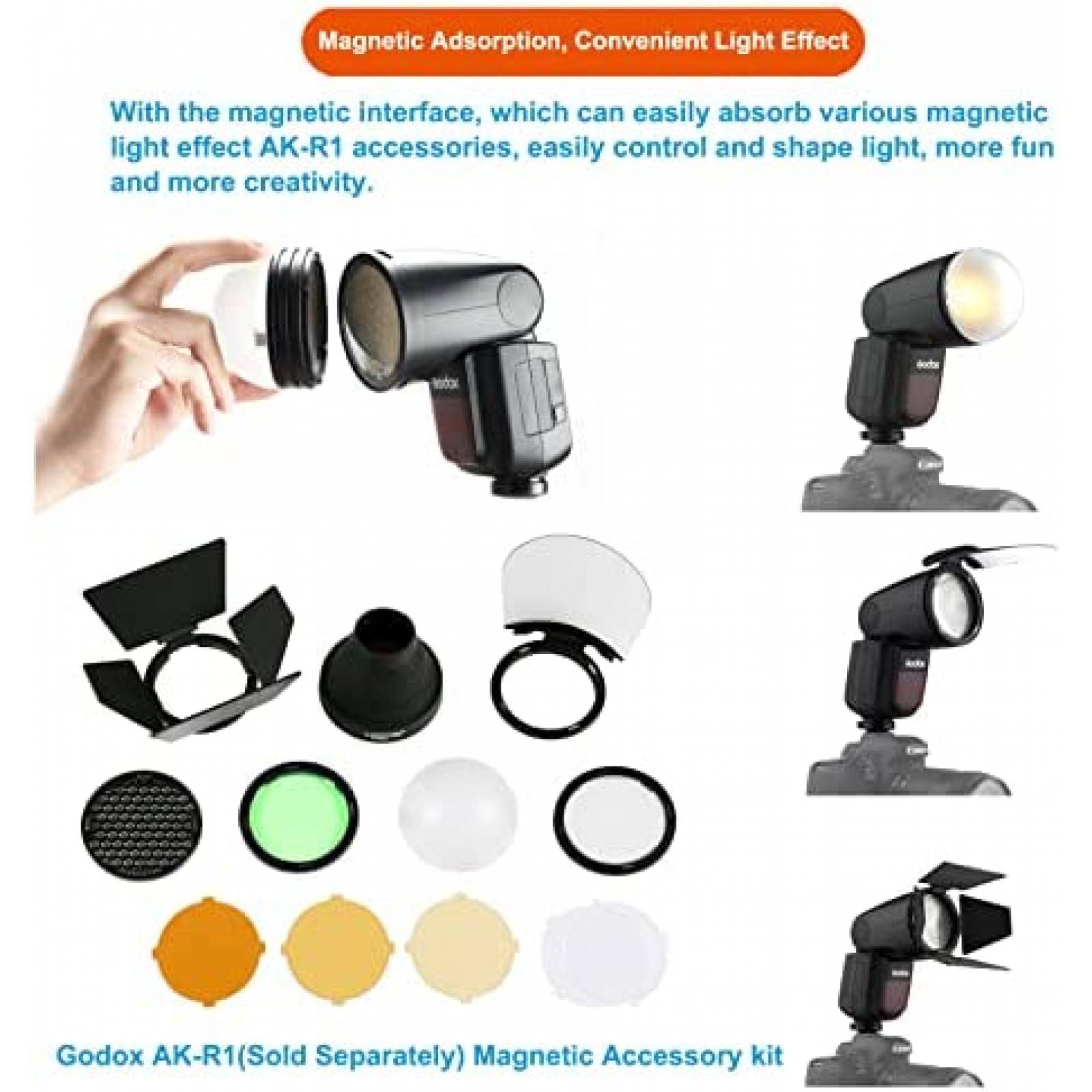 Kit Flash Godox V1-C + accesorios para Canon -Negro