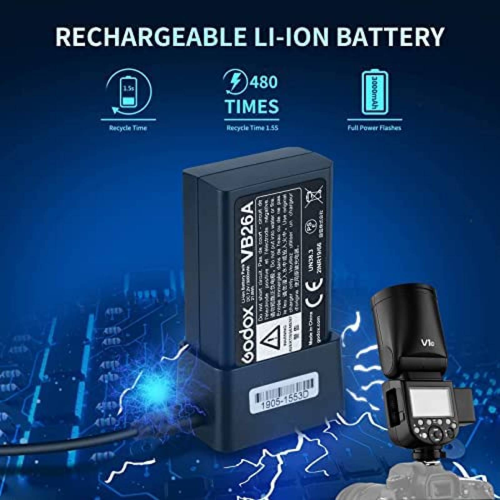 Kit Flash Godox V1-C + accesorios para Canon -Negro