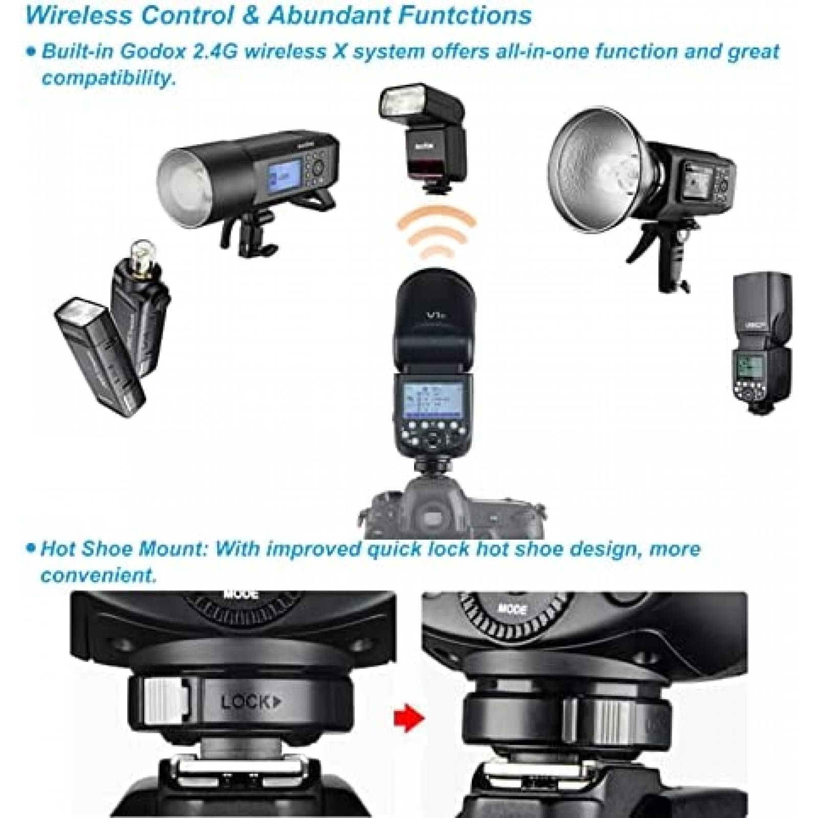 Kit Flash Godox V1-C + accesorios para Canon -Negro