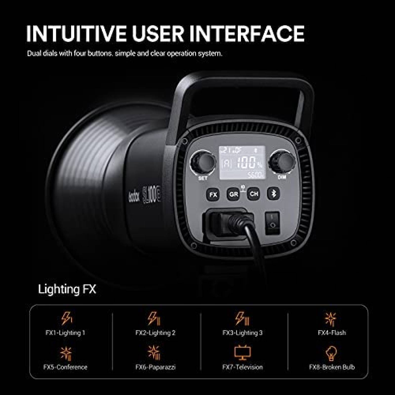 Luz de Video/Fotografia Continua GODOX LED 100W -Negro