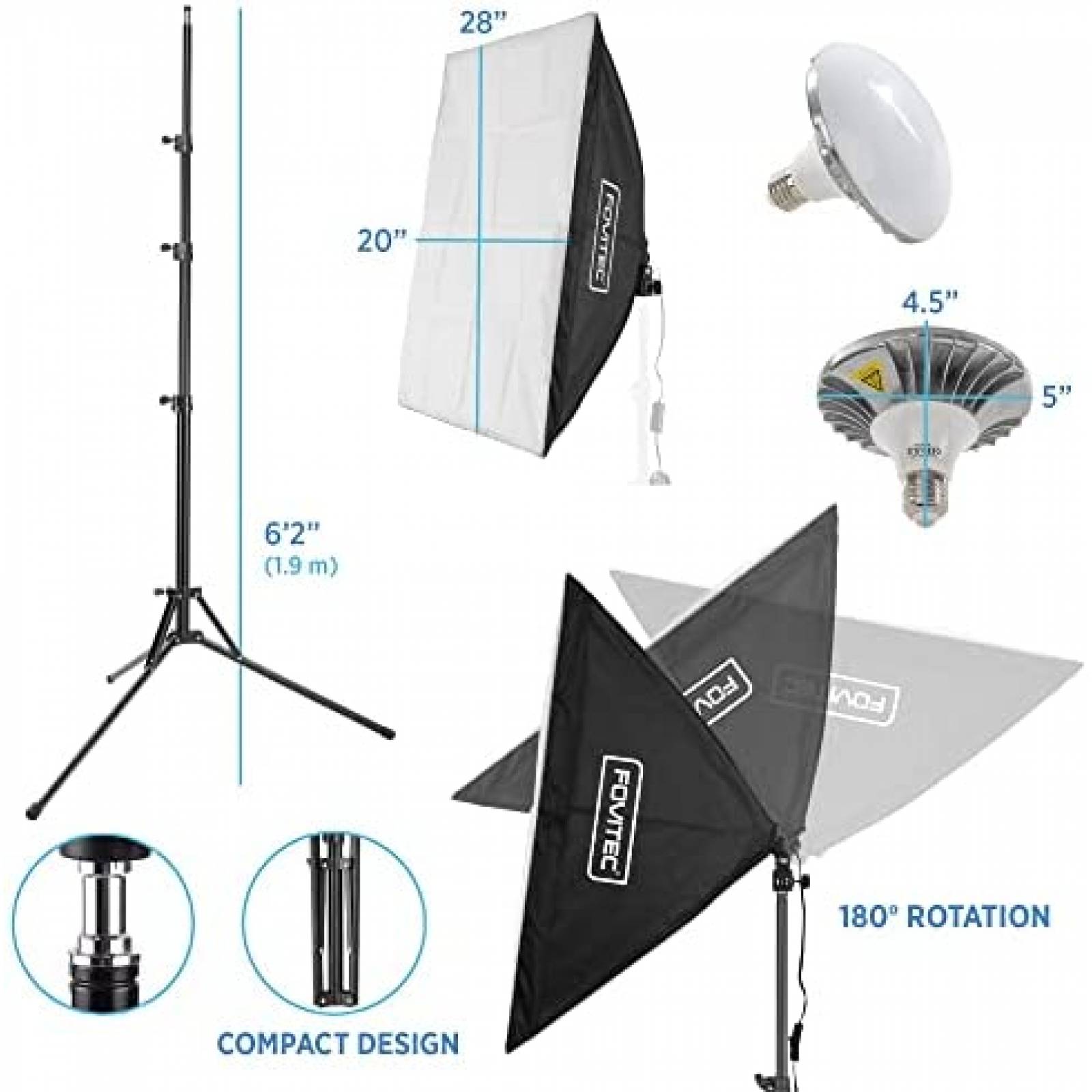 Kit De Iluminacion Fotografica FOVITEC LED Luz Continua