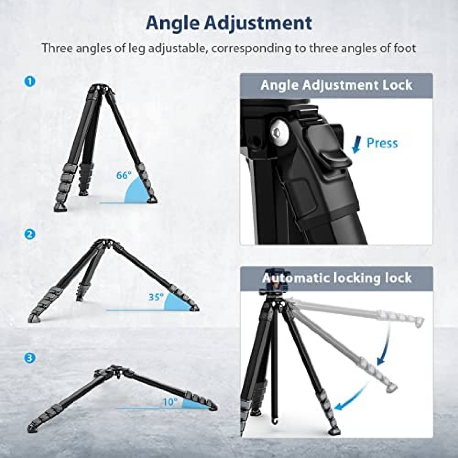 Tripie para Camara GEEKOTO 77" Ajustable Ligero para Viaje