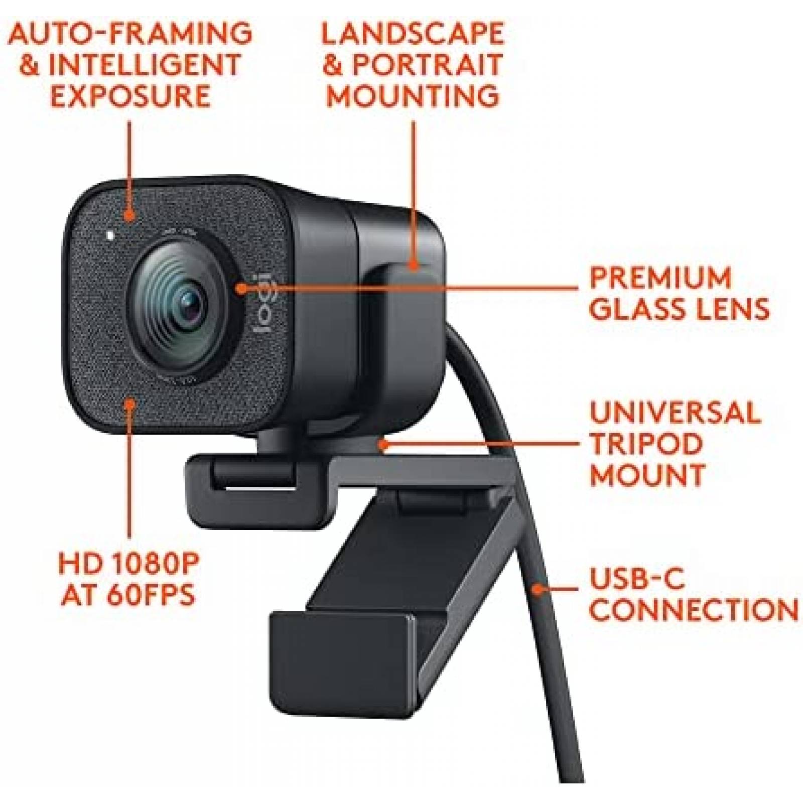 Camara Web Logitech Litra Glow Plus 1080p 60 fps + Luz LED