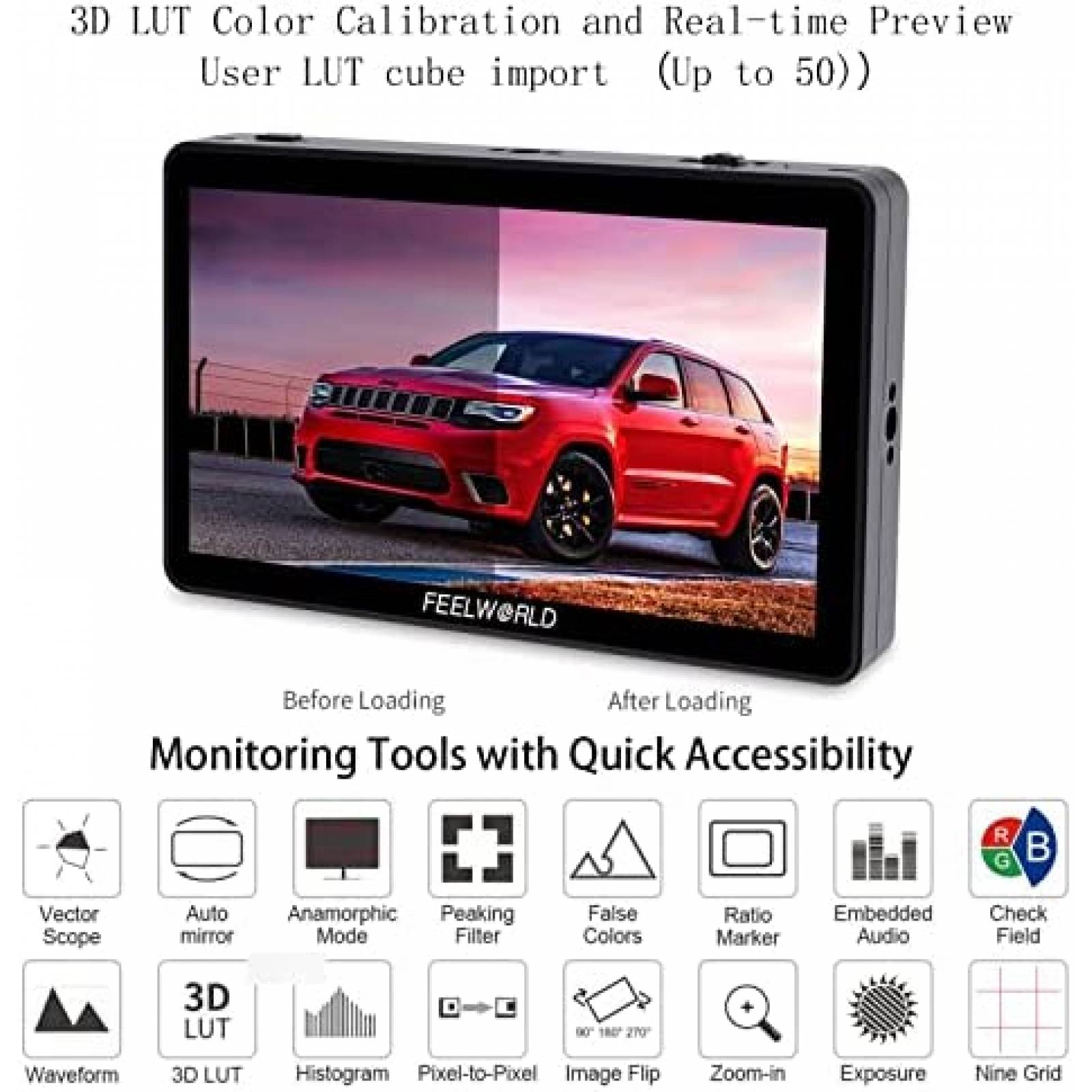Monitor De Camara FEELWORLD F6 Plus V2 6" Tactil con Brazo