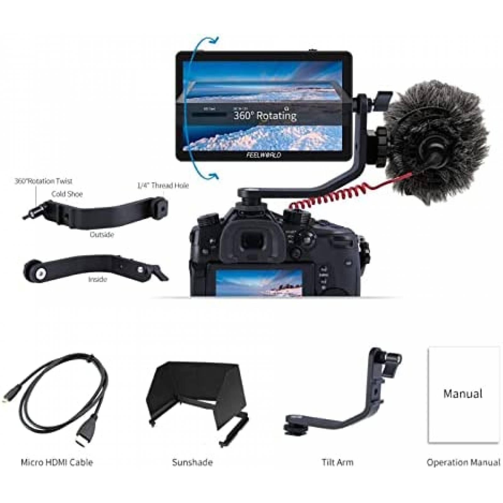 Monitor De Camara FEELWORLD F6 Plus V2 6" Tactil con Brazo