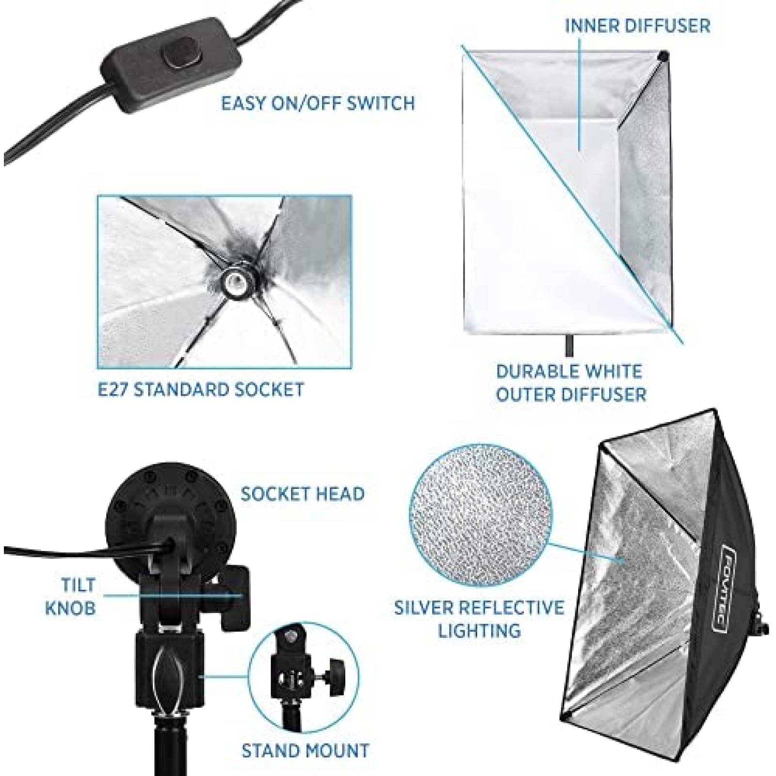 Kit De Iluminacion Fotografica FOVITEC 50 Con Dos Lamparas