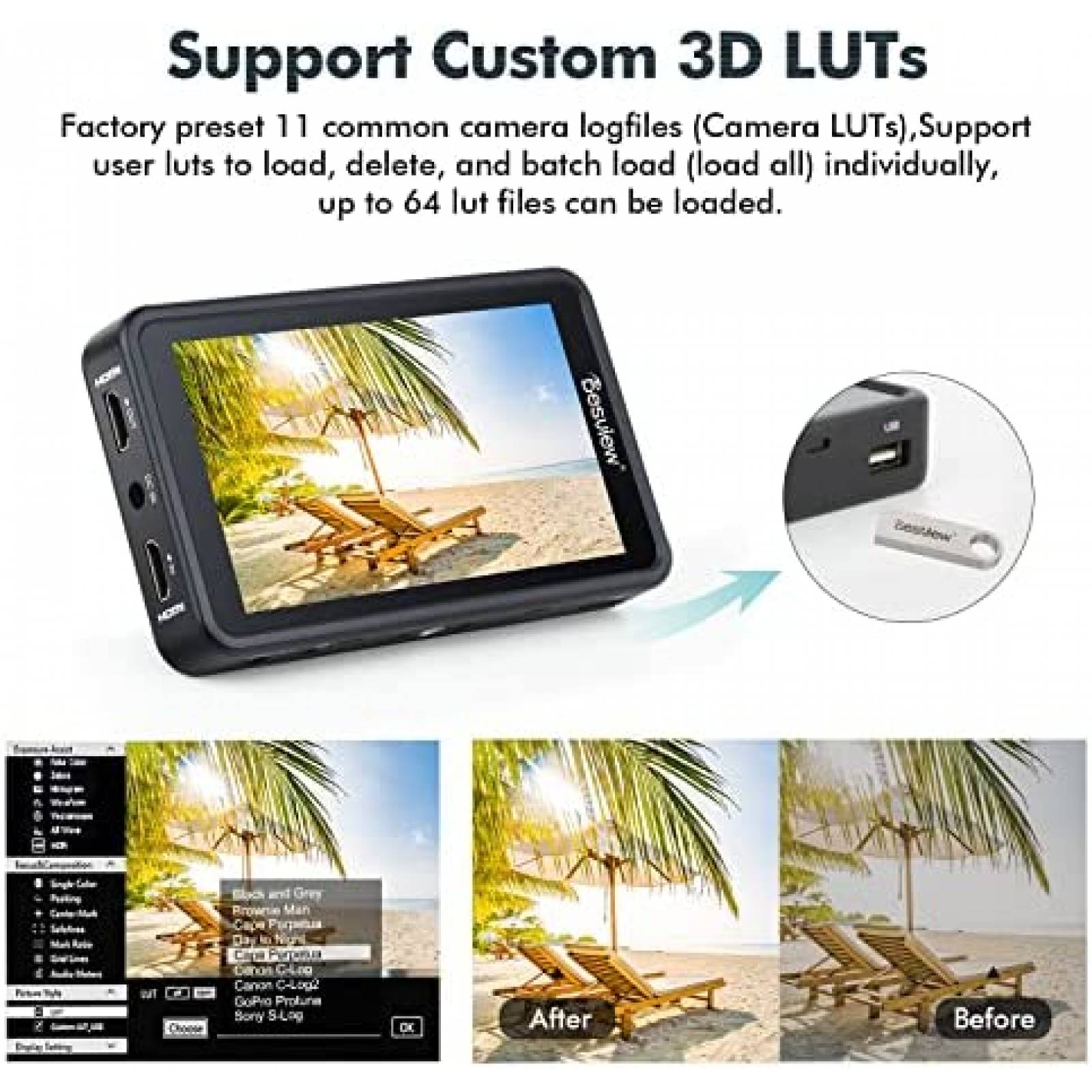 Monitor de Campo para Camara Desview R5II Profesional Tactil