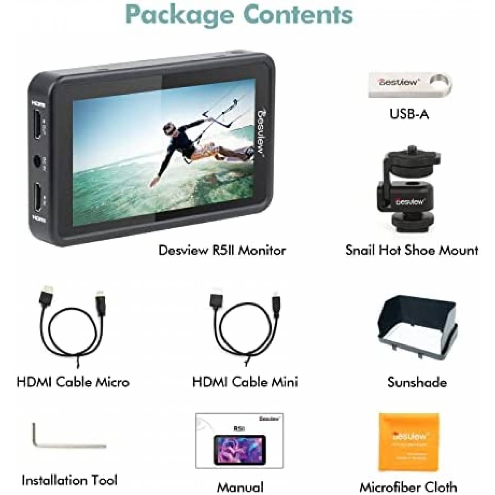 Monitor de Campo para Camara Desview R5II Profesional Tactil