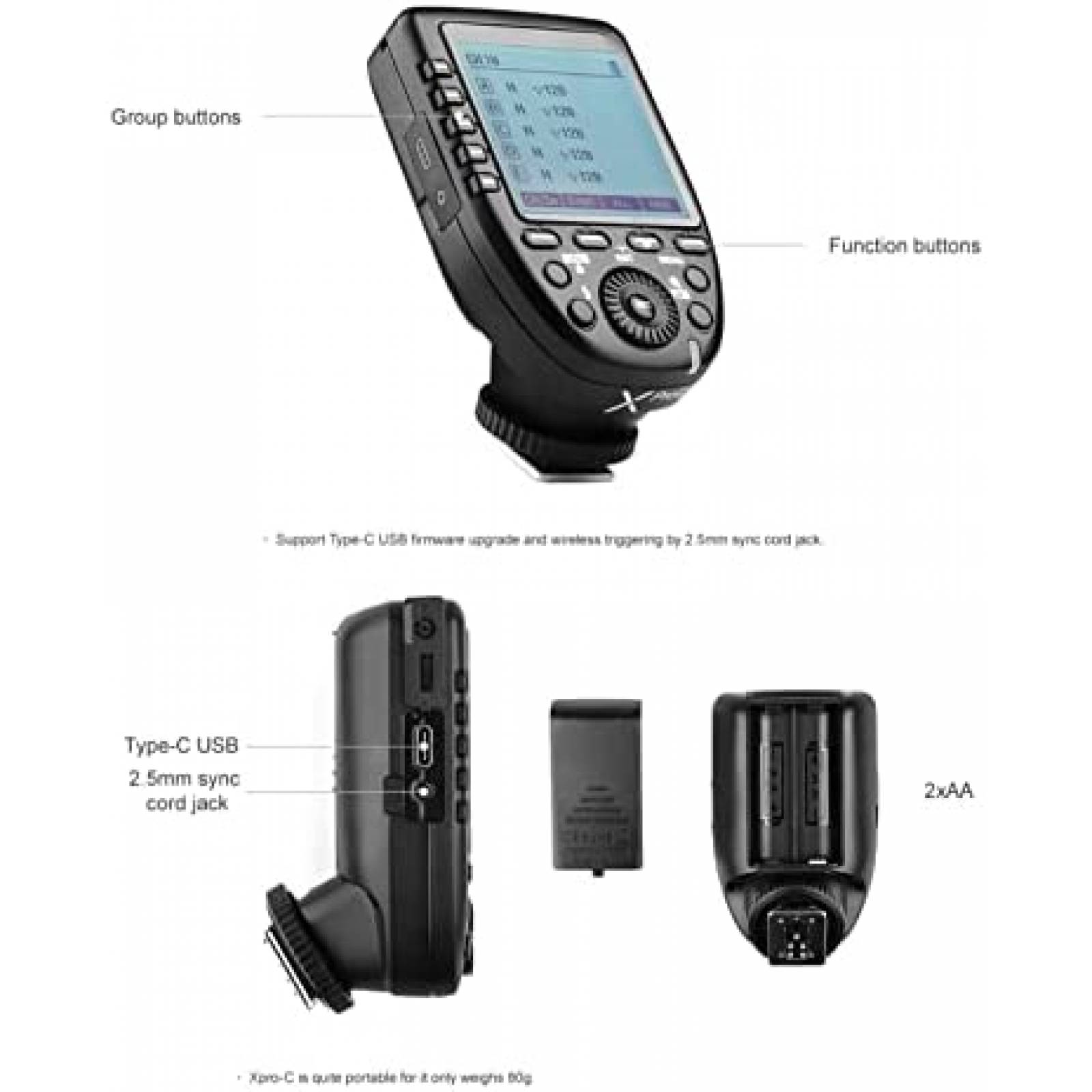 Kit Disparador Flash Godox XPro-N TTL LED USB Inalambrico