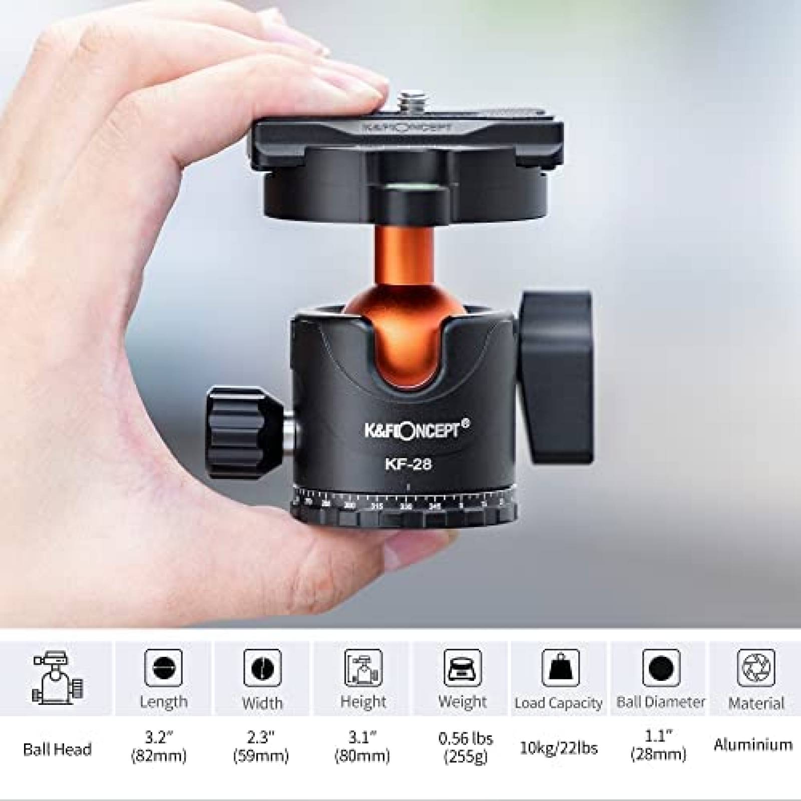 Tripie K&F Concept Fibra de Carbono de 63" Carga 10 kg