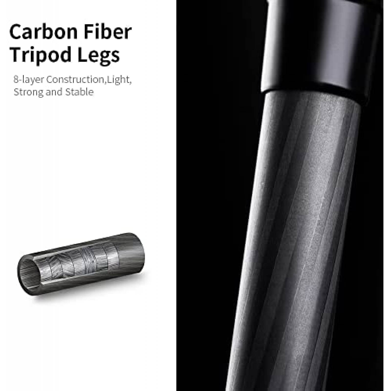Tripie K&F Concept Fibra de Carbono de 63" Carga 10 kg