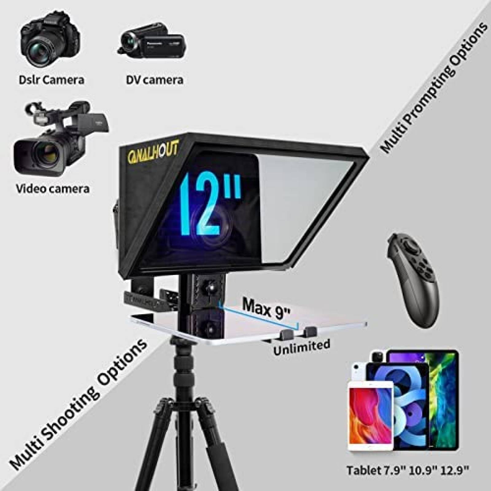 Teleprompter CANALHOUT All-Metal 12.9'' Gran Angular -Negro