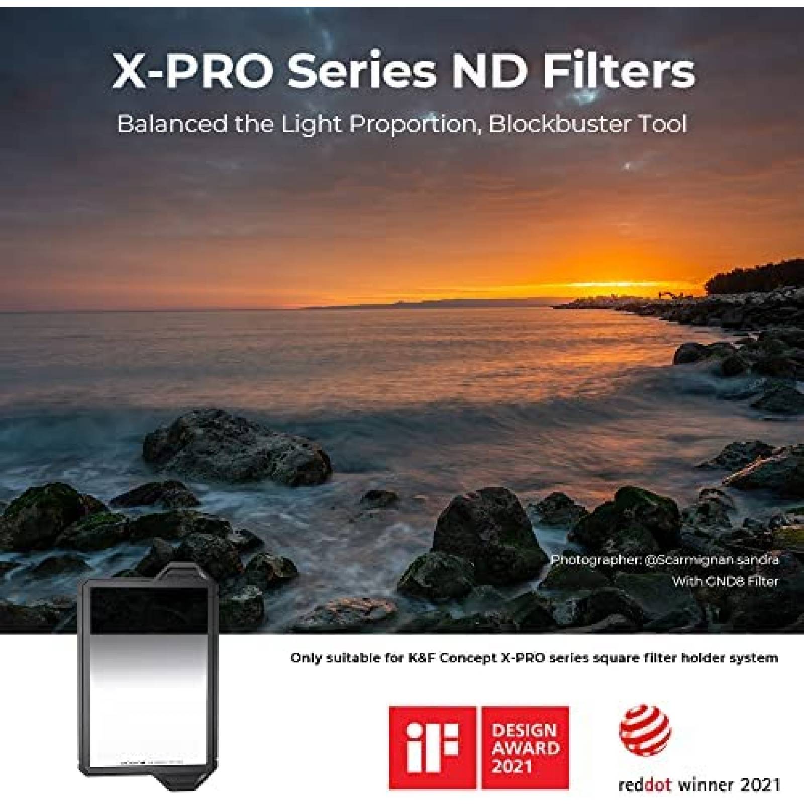 Filtro de Lente K&F Concept X-PRO GND16 82mm 100 x 150mm ND