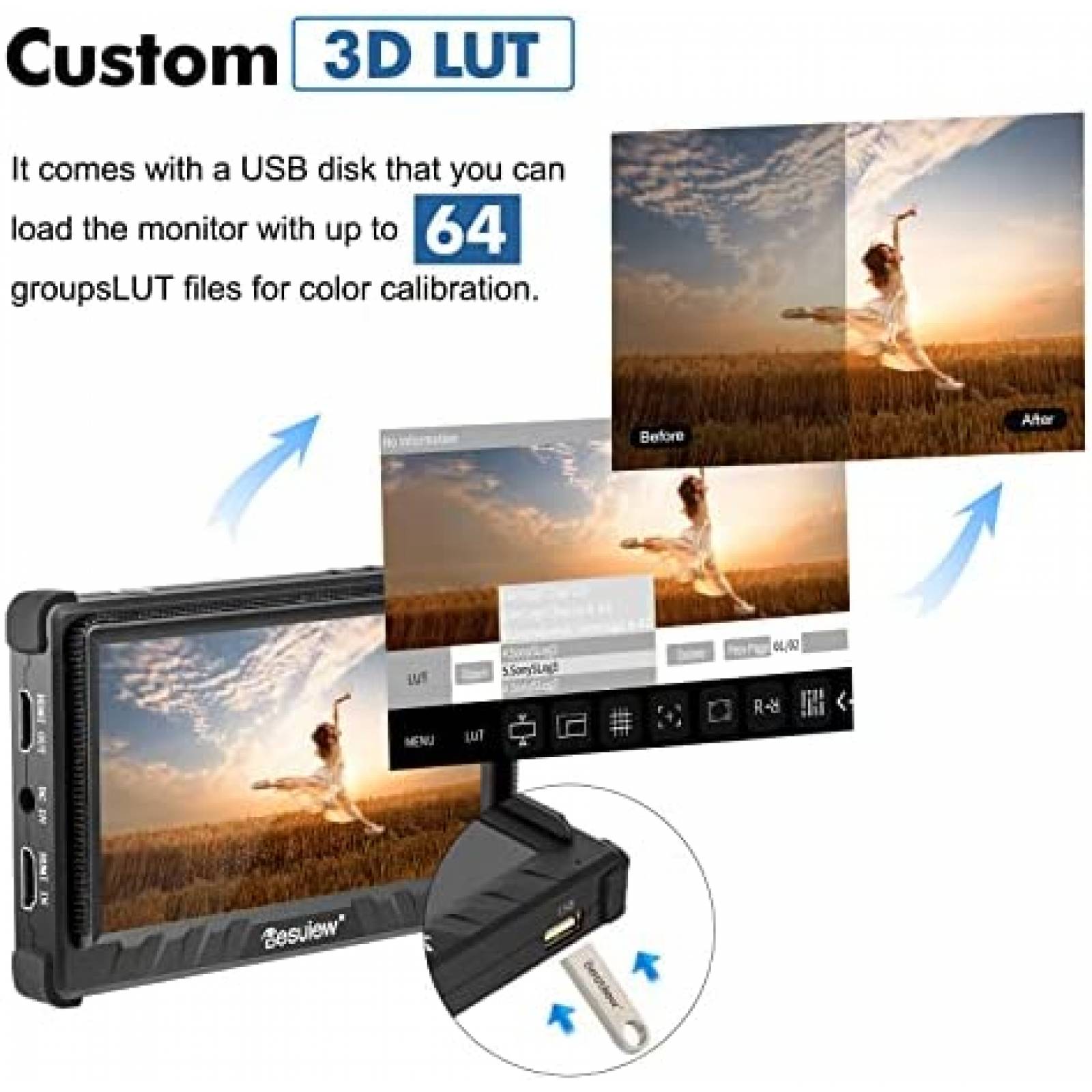 Monitor de Campo para Camara Desview P5II 4K DSLR Resistente