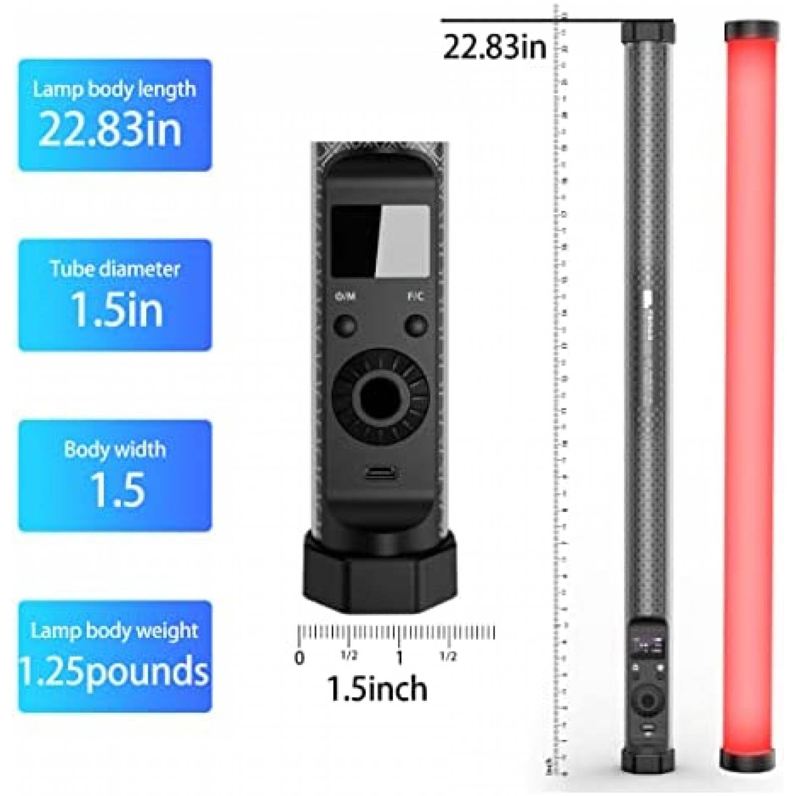 Barra de Luz LED RGB Pixel 18W 22.83" Recargable Bluetooth