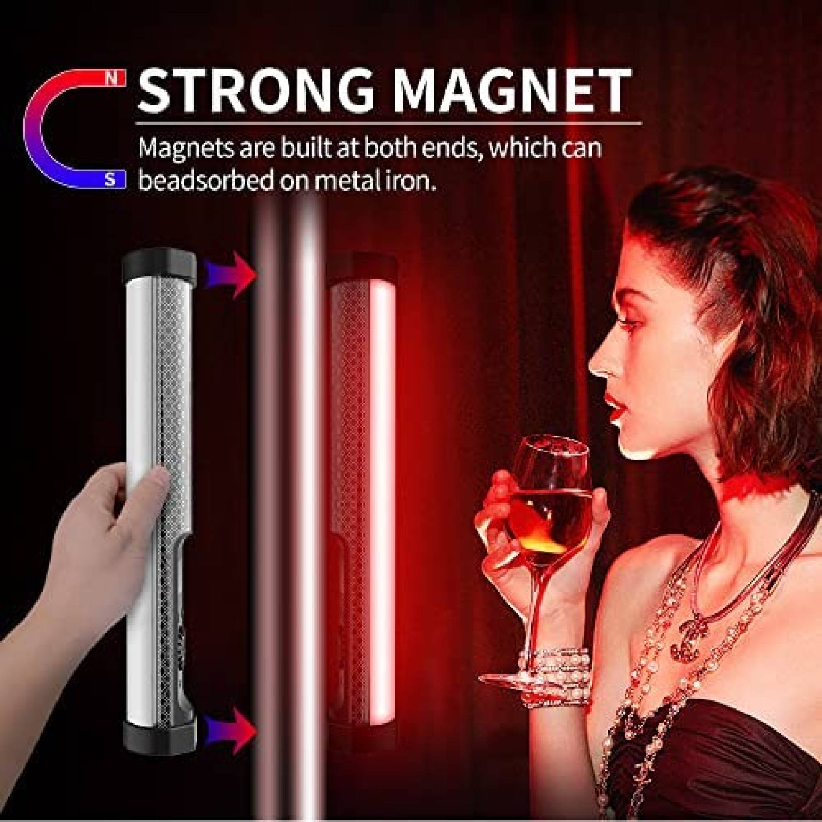 Barra de Luz LED RGB Pixel 18W 22.83" Recargable Bluetooth