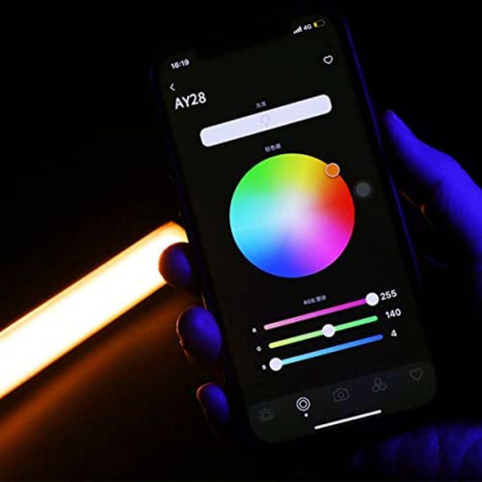 Barra de Luz LED RGB Pixel 18W 22.83" Recargable Bluetooth