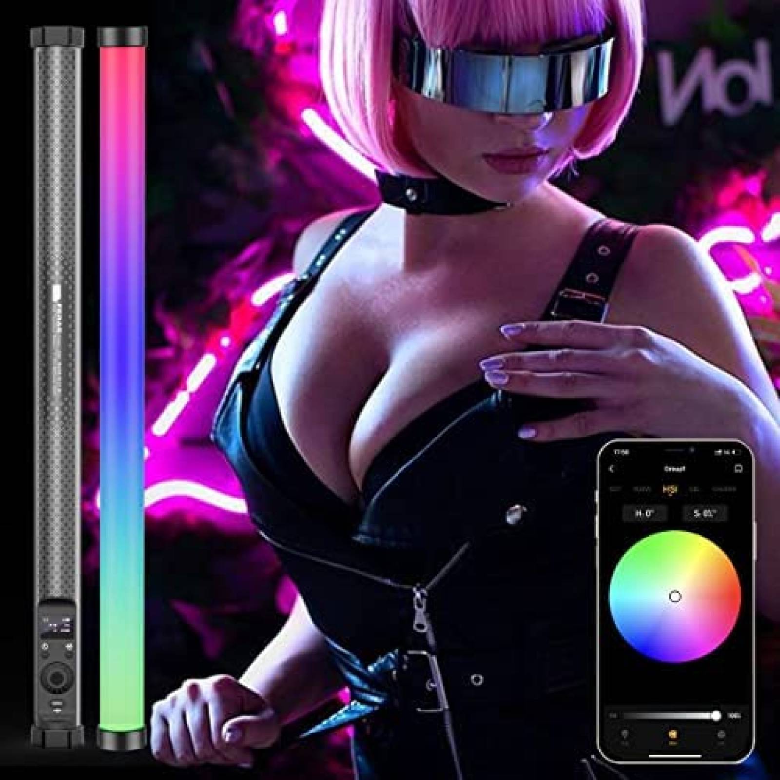 Barra de Luz LED RGB Pixel 18W 22.83" Recargable Bluetooth