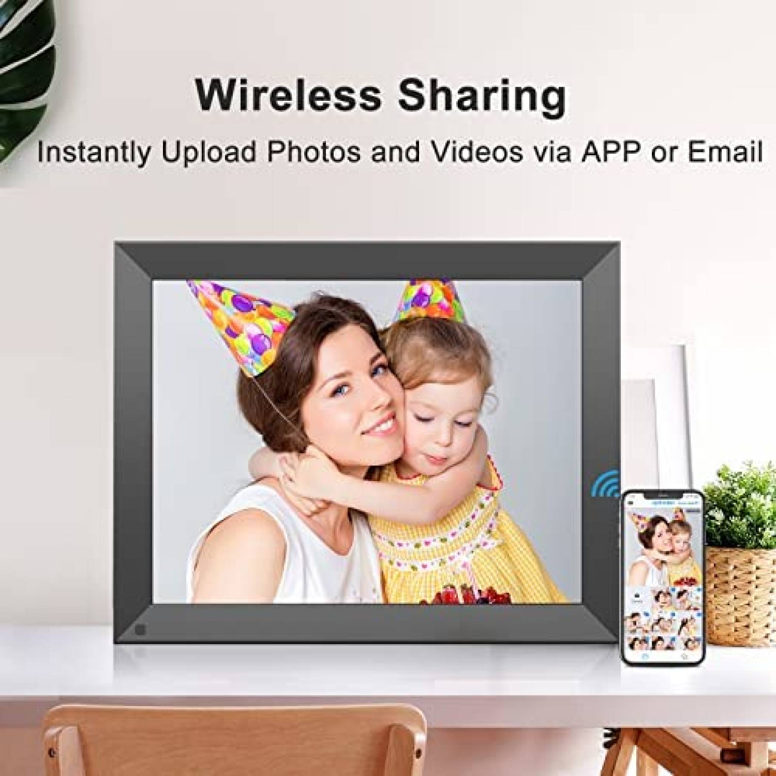 Portaretratos Digital FULLJA Pantalla 15" WiFi 16 GB -Negro