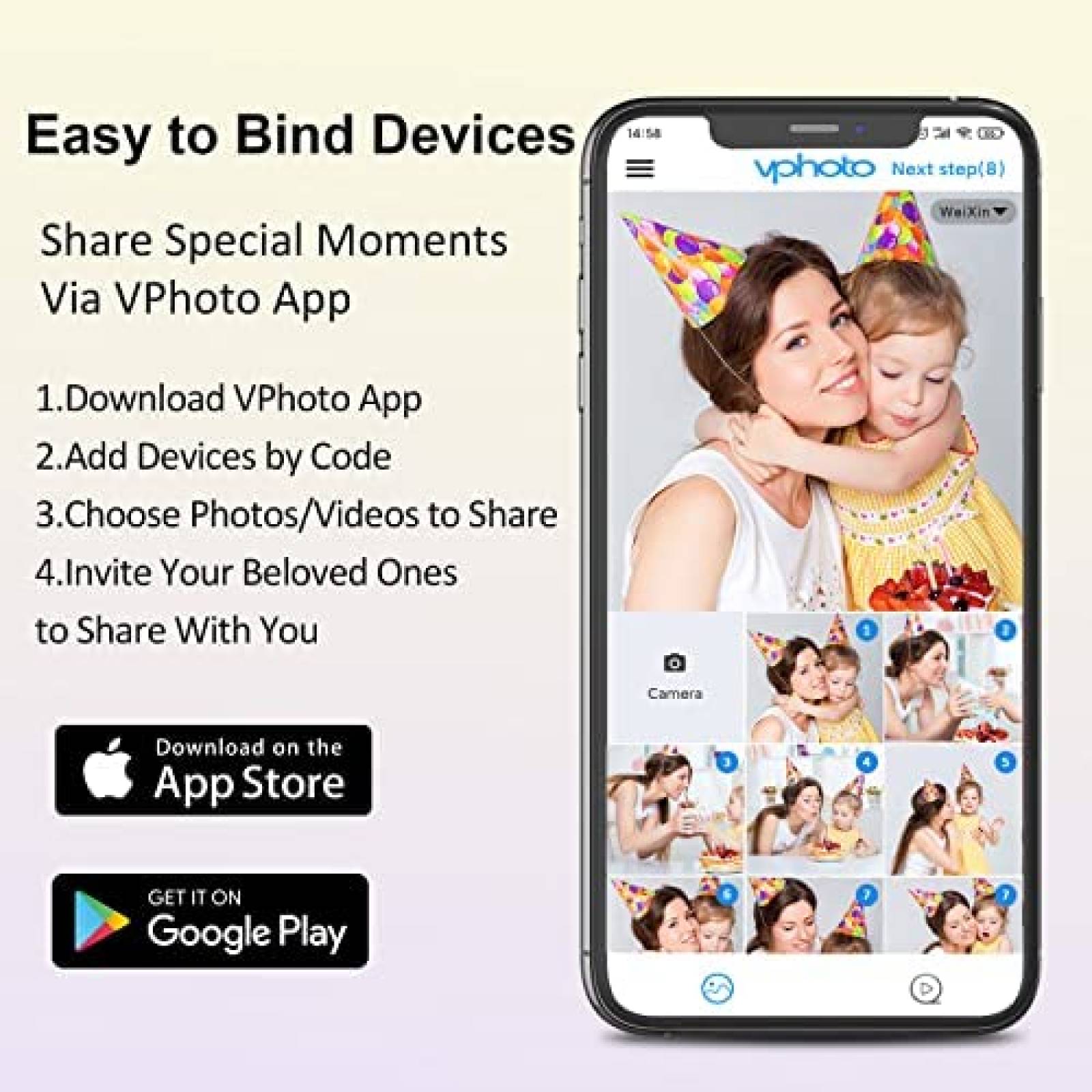 Portaretratos Digital FULLJA Pantalla 15" WiFi 16 GB -Negro