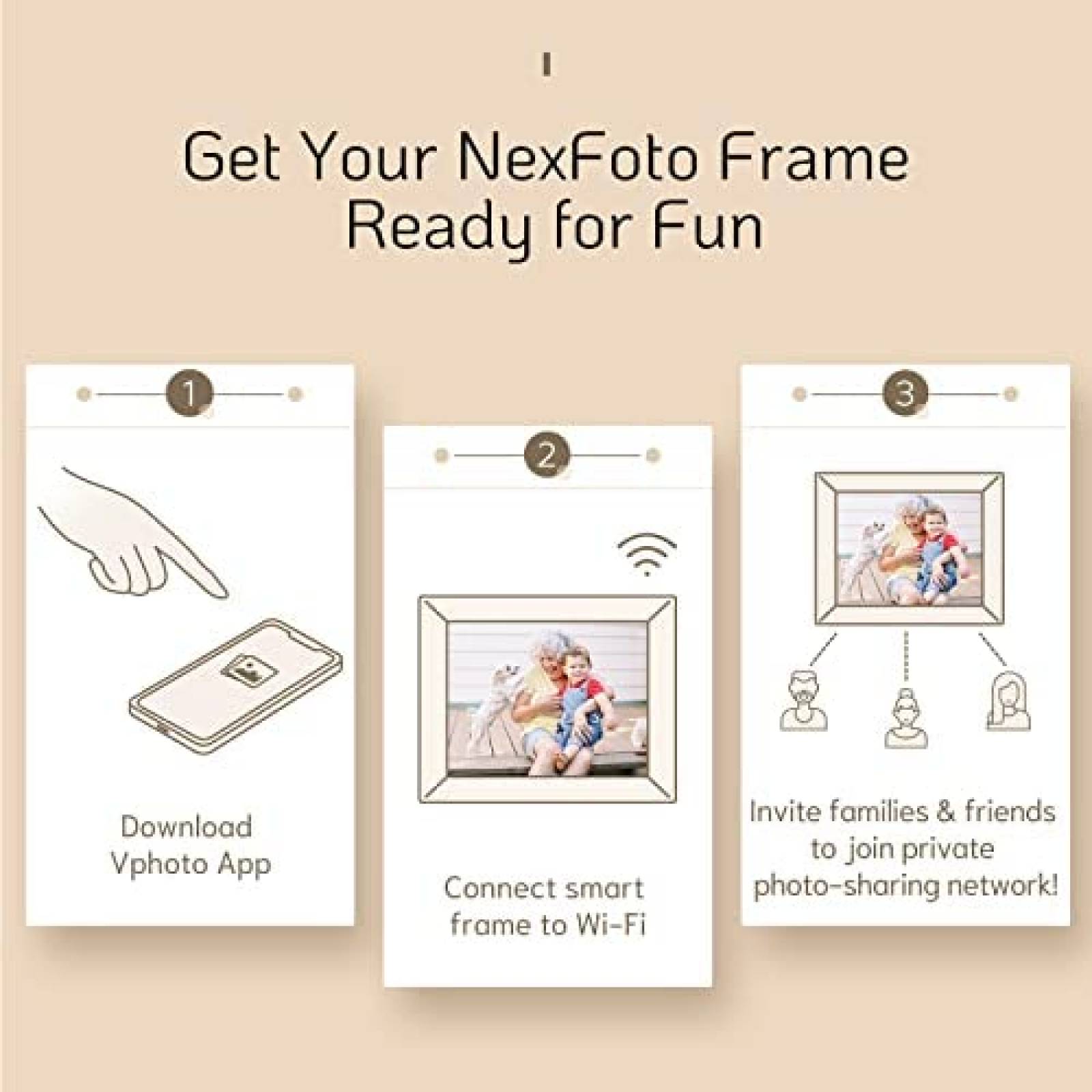 Portaretrato Digital NexFoto 16" Tactil 1080 WiFi 32GB -Cafe