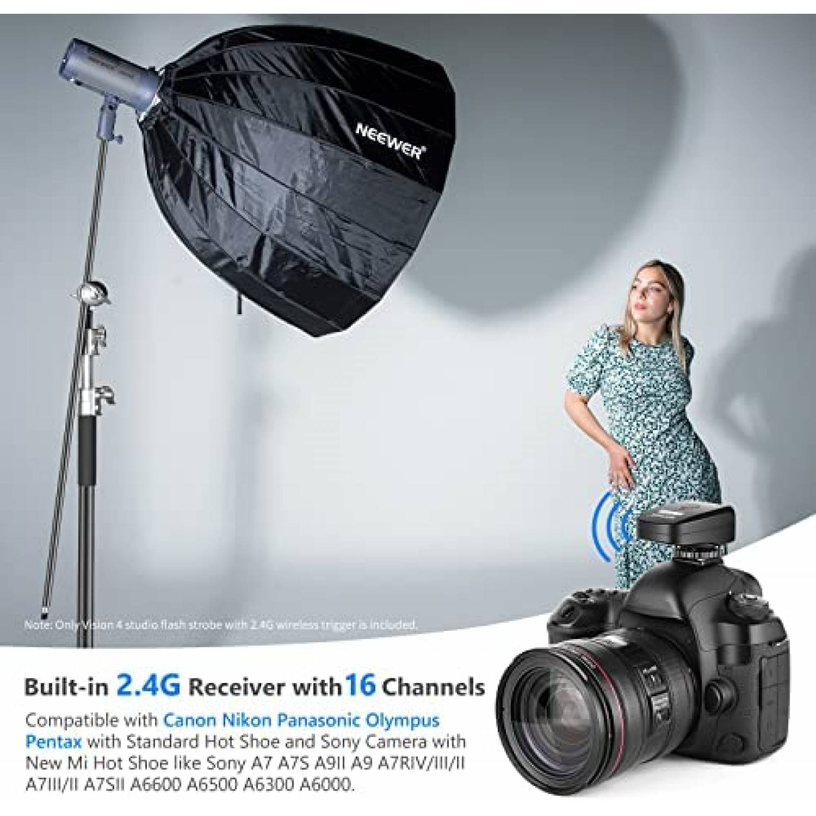 Flash Estroboscopico Neewer Vision 4 300W GN60 2.4G -Negro