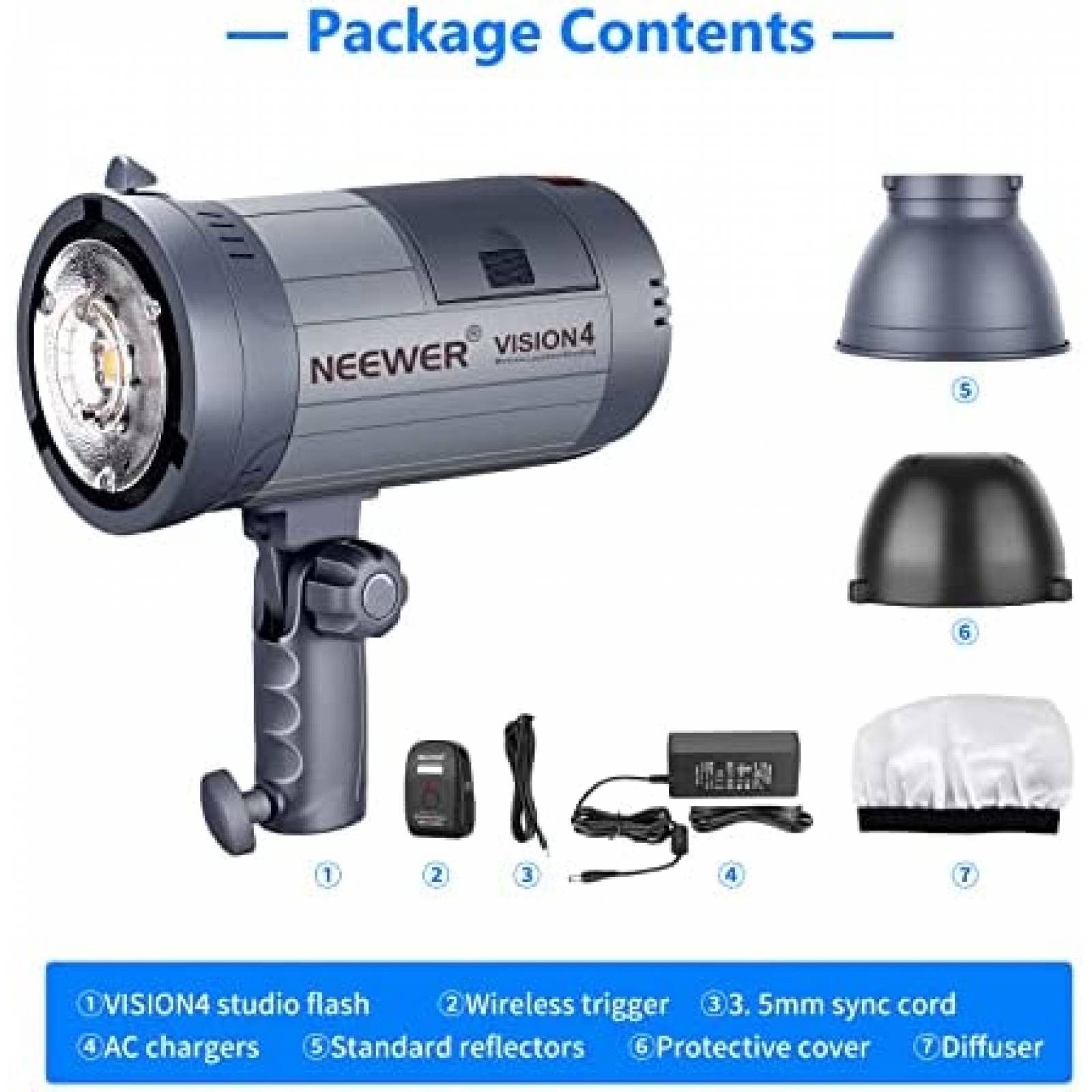 Flash Estroboscopico Neewer Vision 4 300W GN60 2.4G -Negro