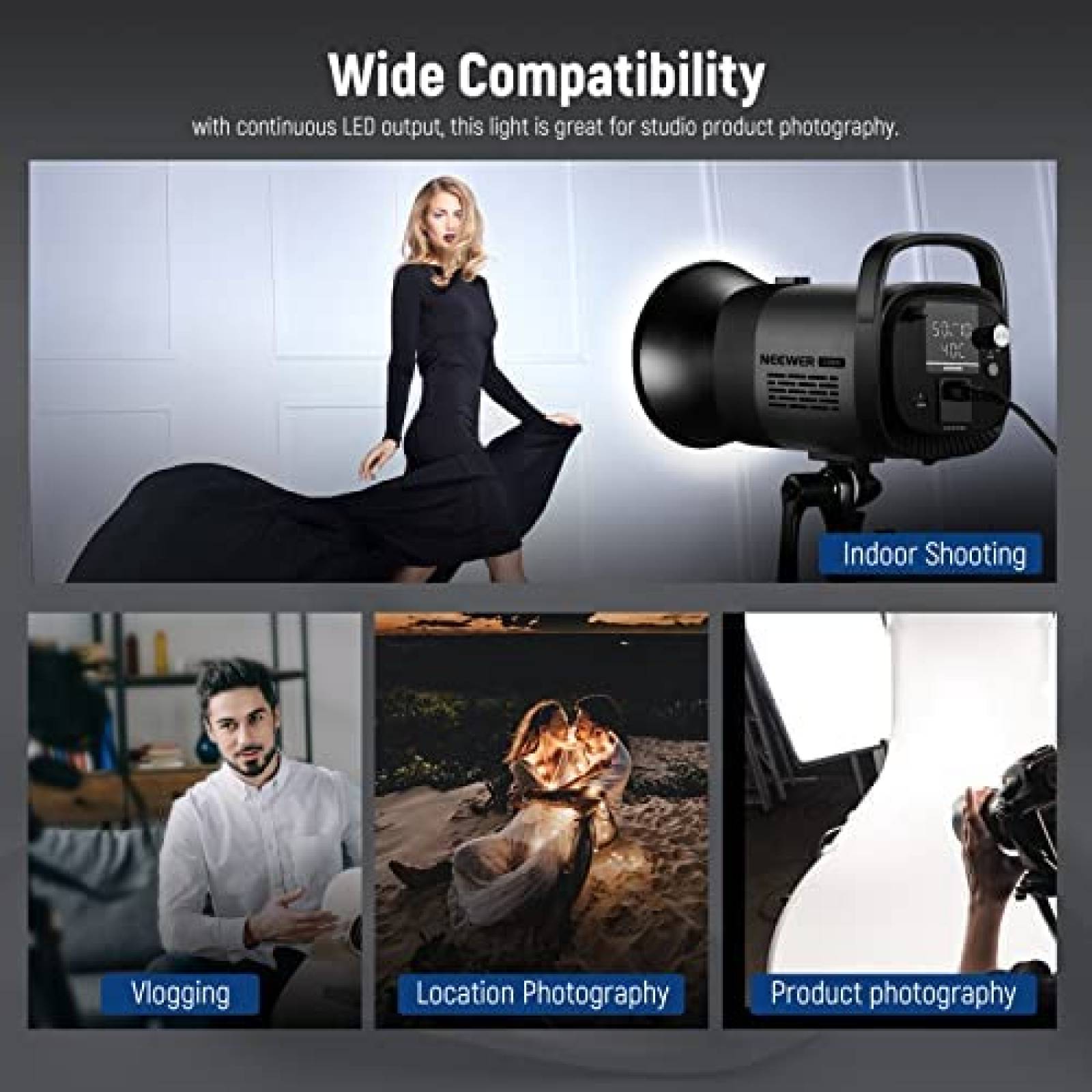 Luz De Video LED NEEWER 5600 K Continua 70W -Negro