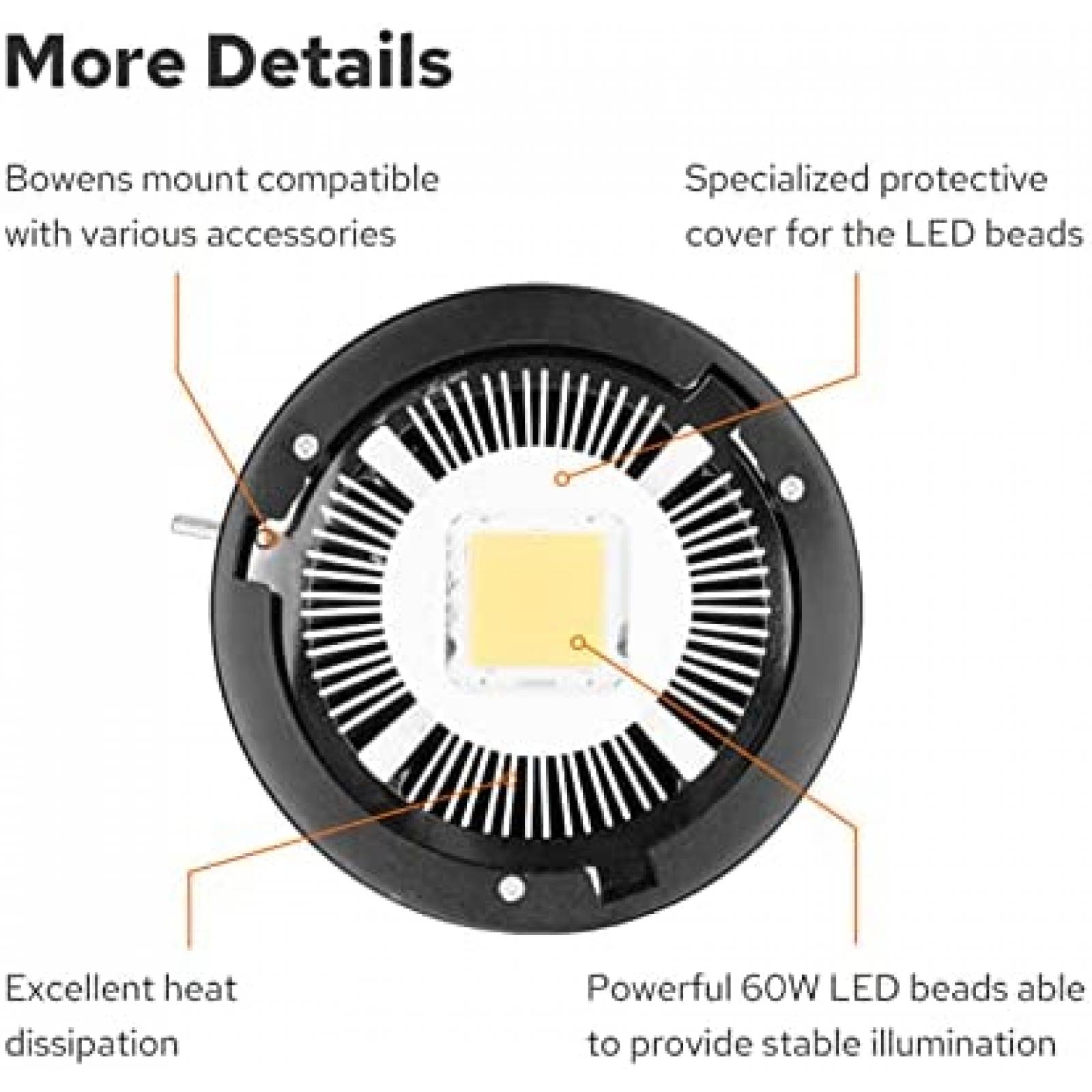 Luz De Video LED GODOX Inalambrica 60 W 433 MHZ Negro