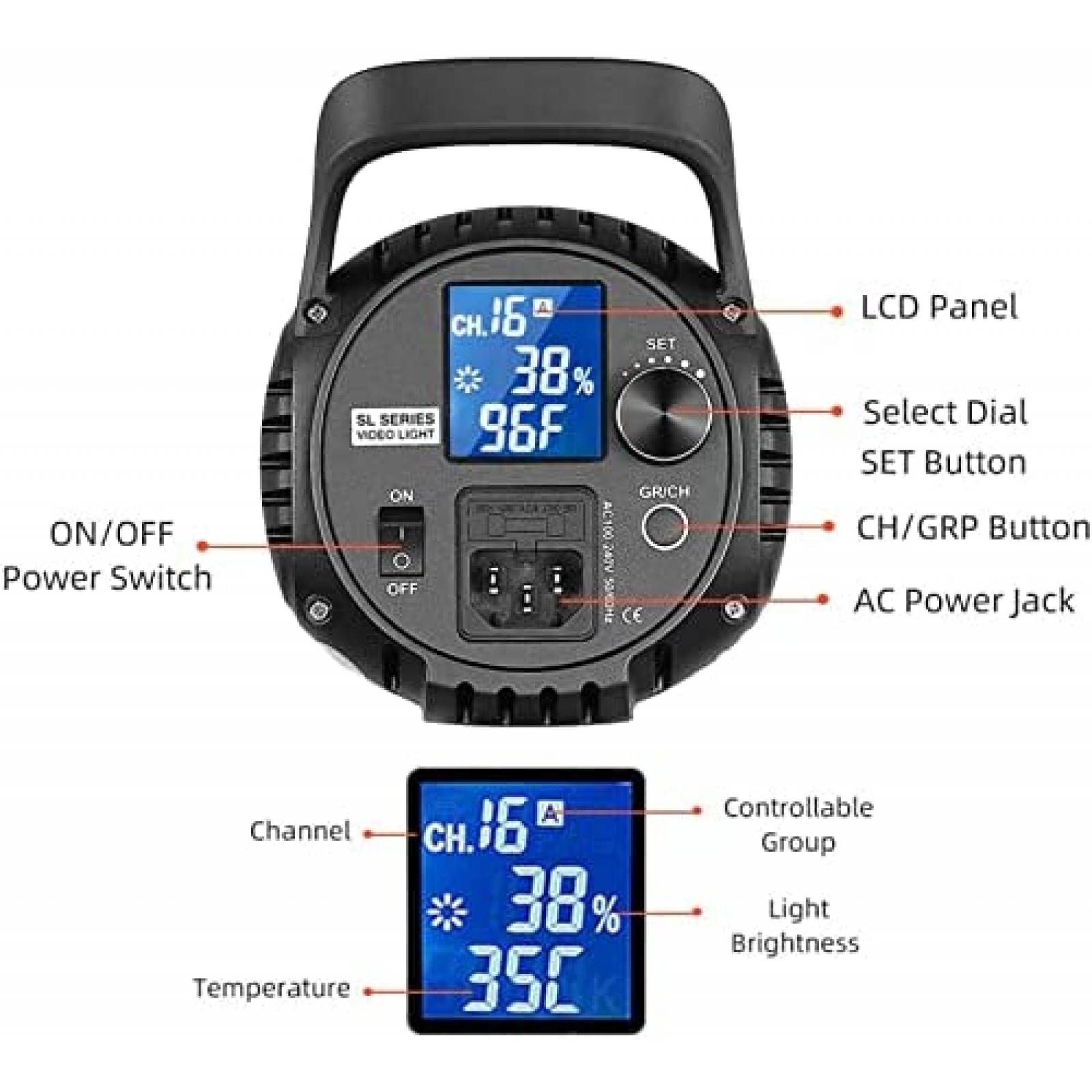 Luz De Video LED GODOX Inalambrica 60 W 433 MHZ Negro