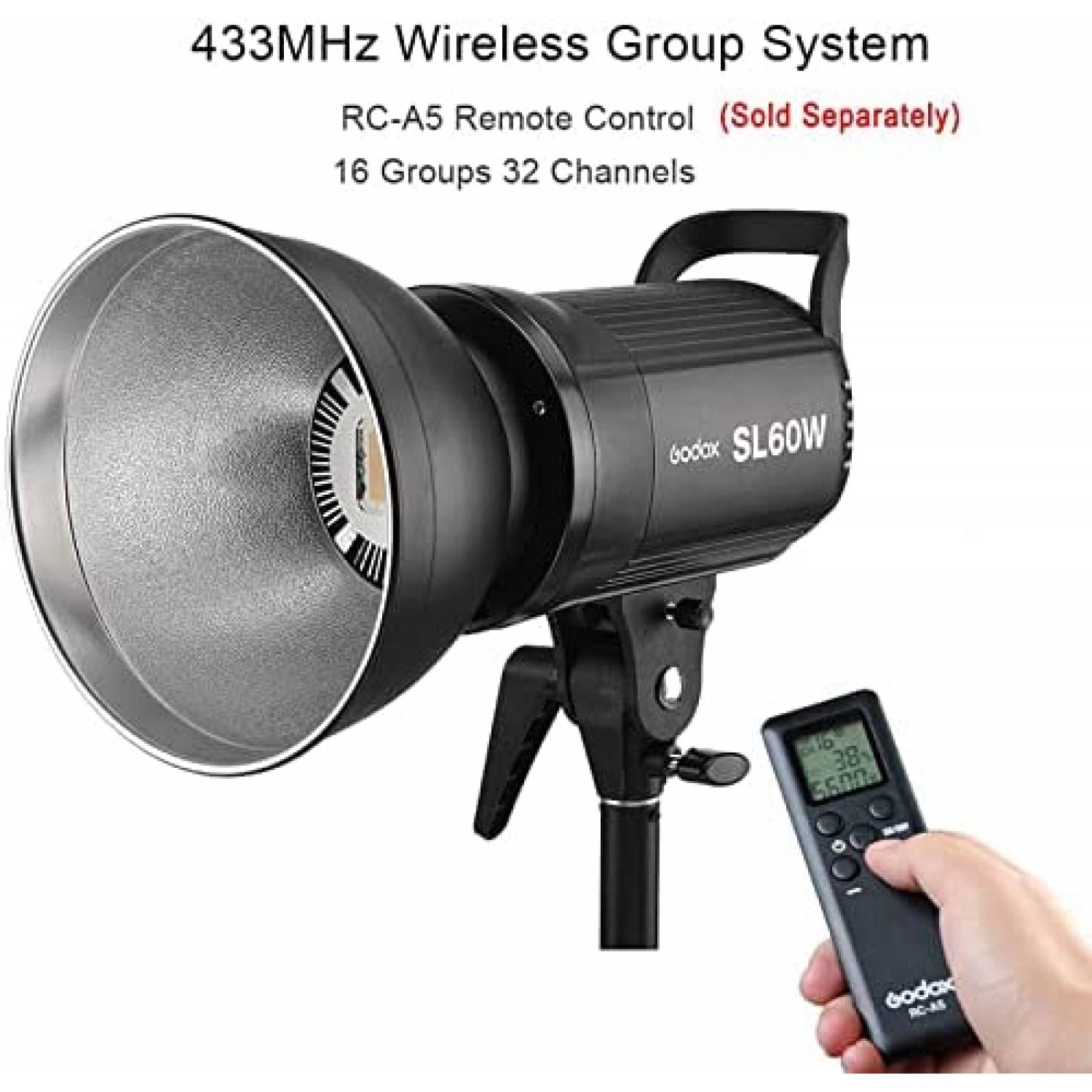 Luz De Video LED GODOX Inalambrica 60 W 433 MHZ Negro