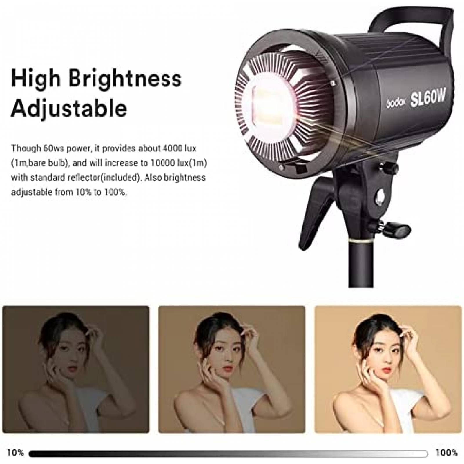 Luz De Video LED GODOX Inalambrica 60 W 433 MHZ Negro