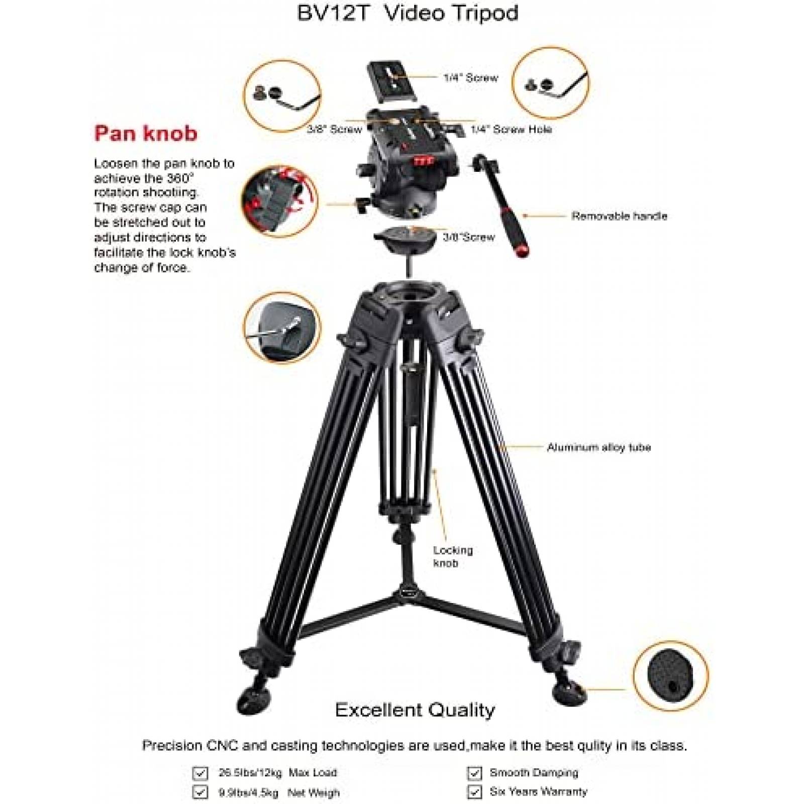 Soporte Tripode Para Camara Heavy Duty 360 Grados