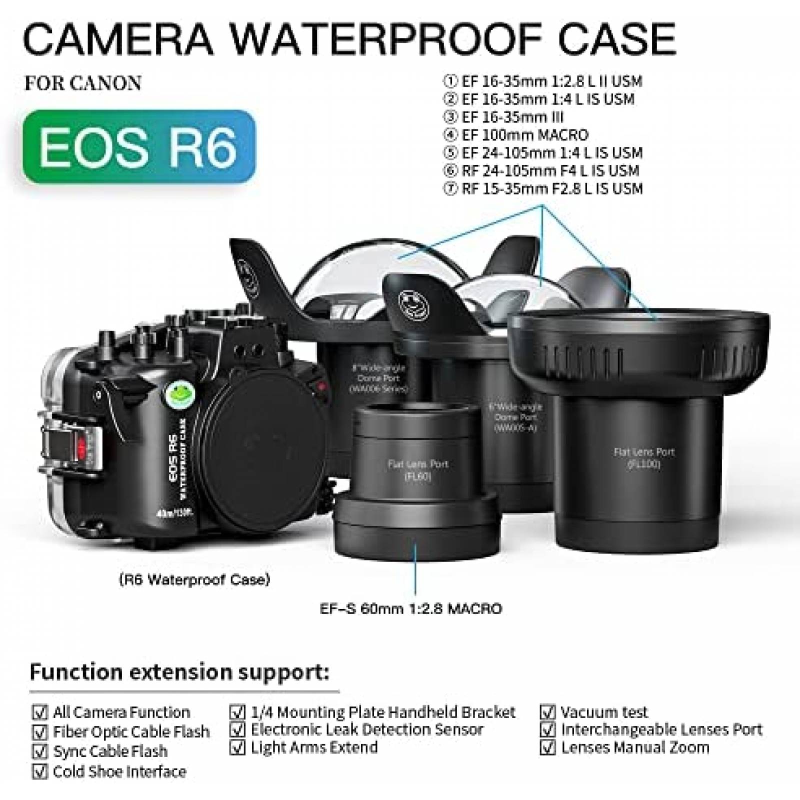 Funda Impermeable Sea Frogs para Canon EOS R6 -Negro