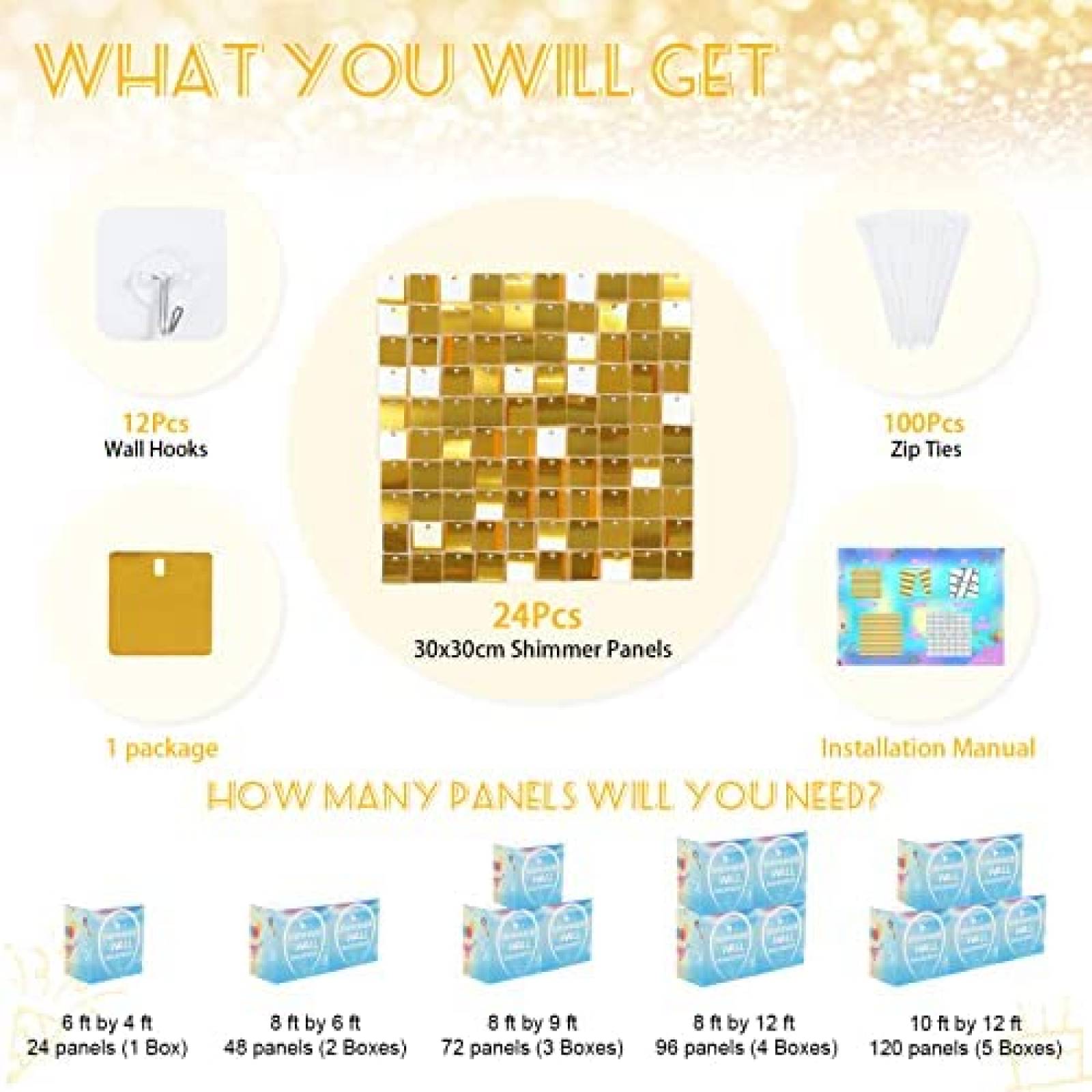 Telon De Fondo LJIE-House Pack De 24 Fondos -Dorado